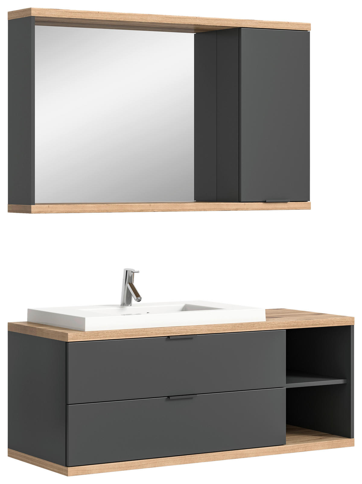 Badezimmer-Set Nuaro anthrazit Nox Oak Nachbildung B/H/T: ca. 130x190x31 cm Nuaro - anthrazit (130,00/190,00/31,00cm) - xonox.home