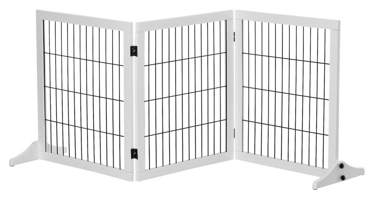 PawHut Hunde-Zubehör weiß Polypropylen B/H/L: ca. 36x185x71 cm Hundegitter - weiß (71,00/36,00/185,00cm) - PawHut