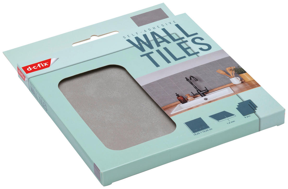 d-c-fix Wandfliese selbstklebend Lichtgrau B/L: ca. 15,25x15,25 cm Wandfliesen_d-c-fix_selbstklebend - Lichtgrau (15,25/15,25cm) - d-c-fix