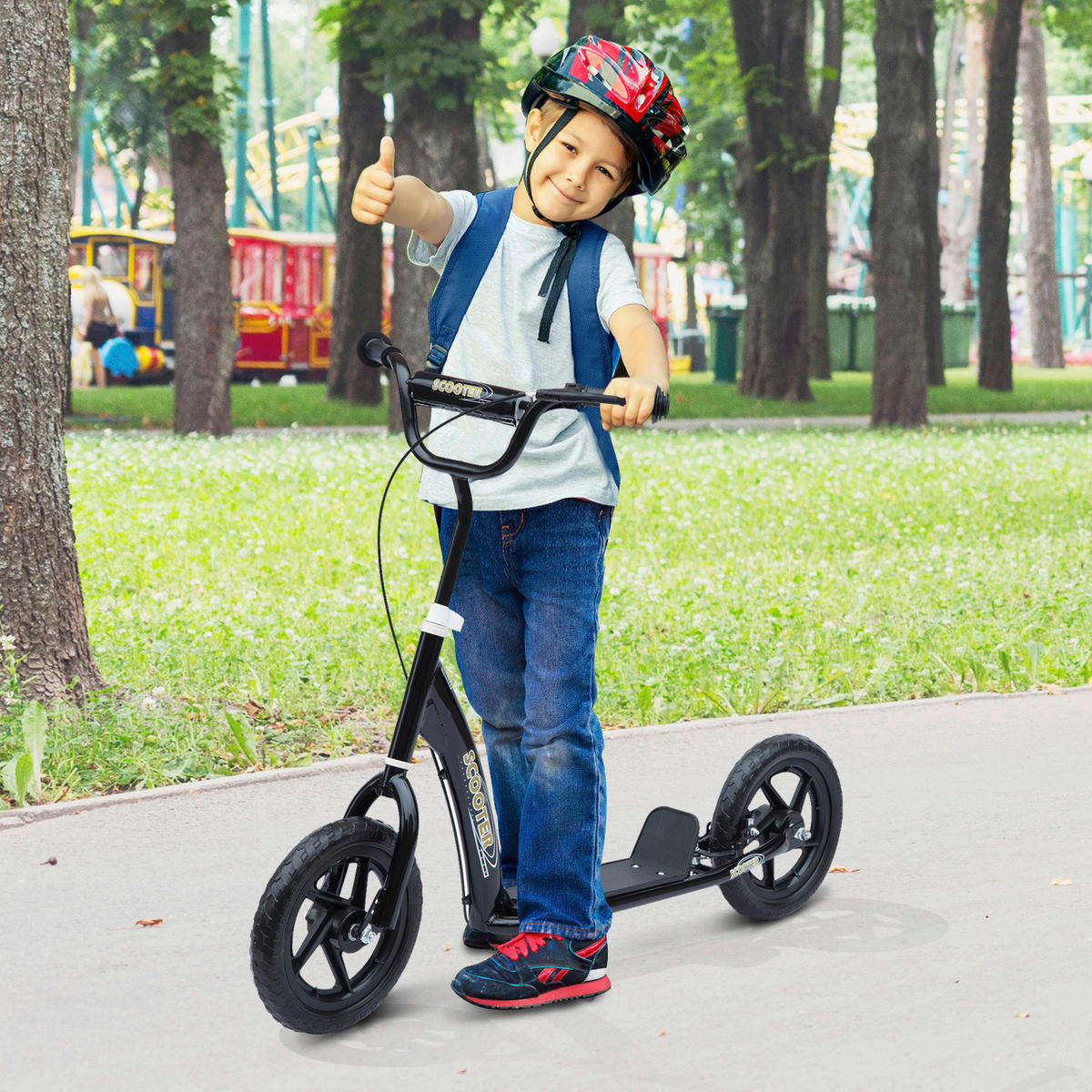 HOMCOM Kinderroller schwarz Kinderroller - schwarz (120,00/52,00/88,00cm) - HOMCOM