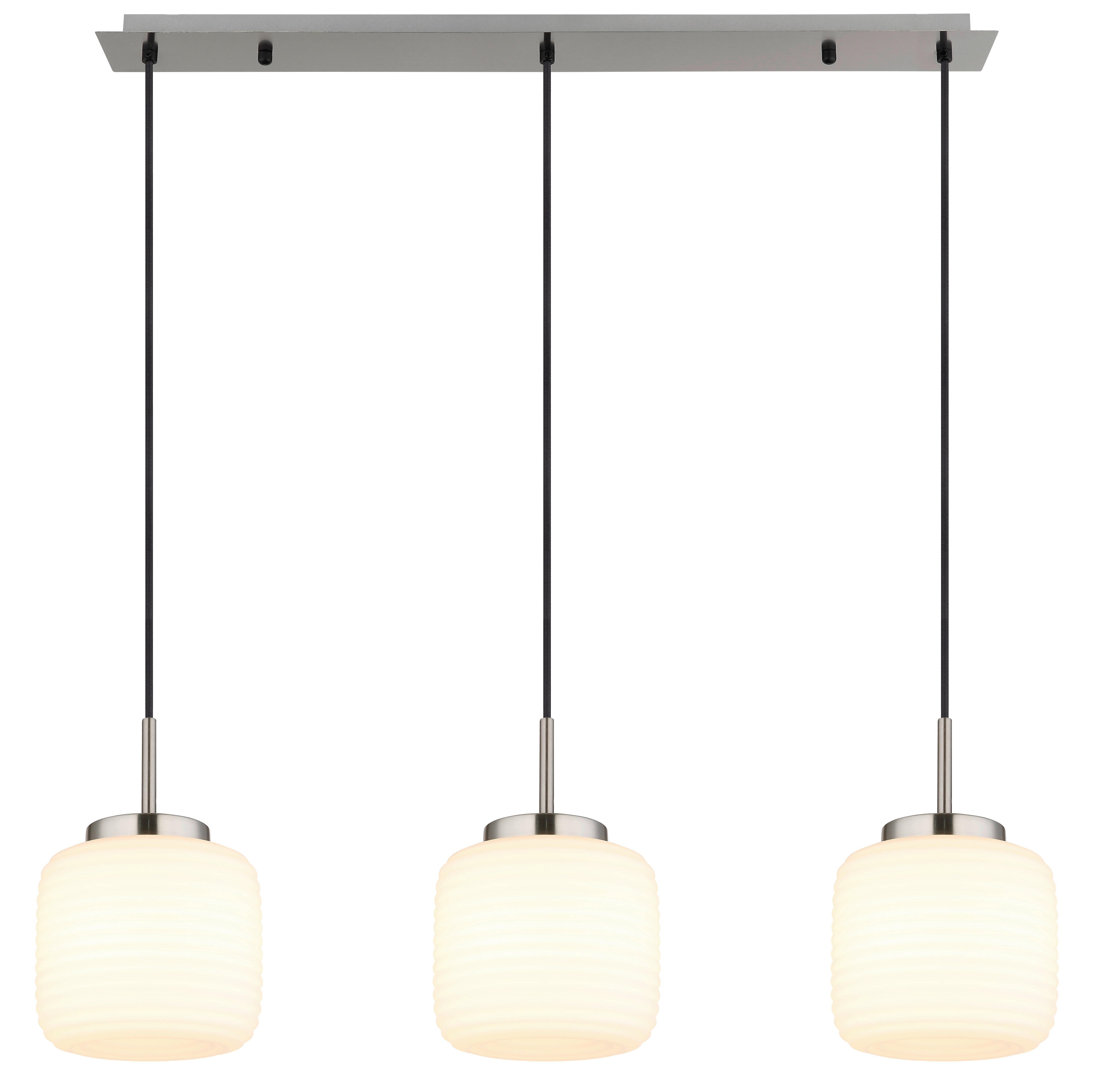 GLOBO Pendelleuchte nickel matt schwarz Opal Metall Glas B/H: ca. 90x130 cm 3.0 Brennstellen Kaldora - nickel matt/schwarz (90,00/130,00cm) - GLOBO