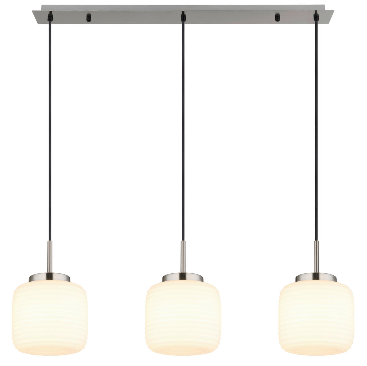 GLOBO Pendelleuchte nickel matt schwarz Opal Metall Glas B/H: ca. 90x130 cm 3.0 Brennstellen Kaldora - nickel matt/schwarz (90,00/130,00cm) - GLOBO