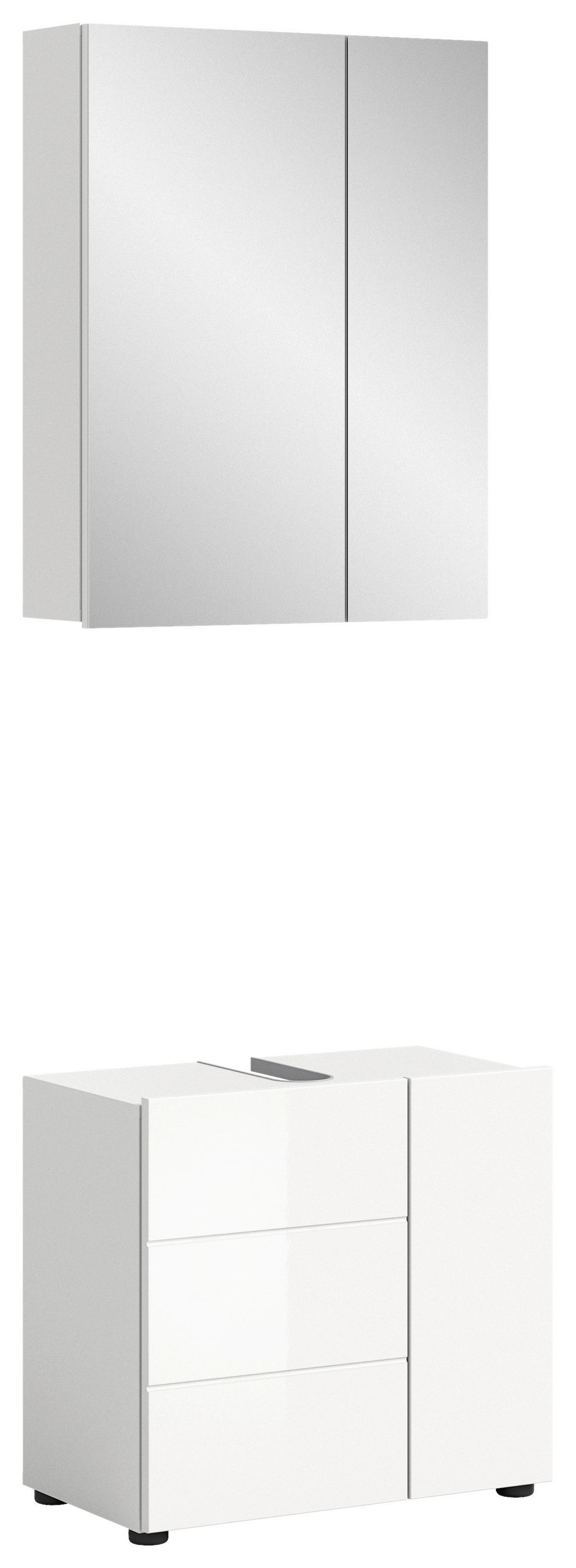 Badezimmer-Set VIRA weiß weiß Hochglanz B/H/T: ca. 60x190x34 cm VIRA - weiß (60,00/190,00/34,00cm) - xonox.home