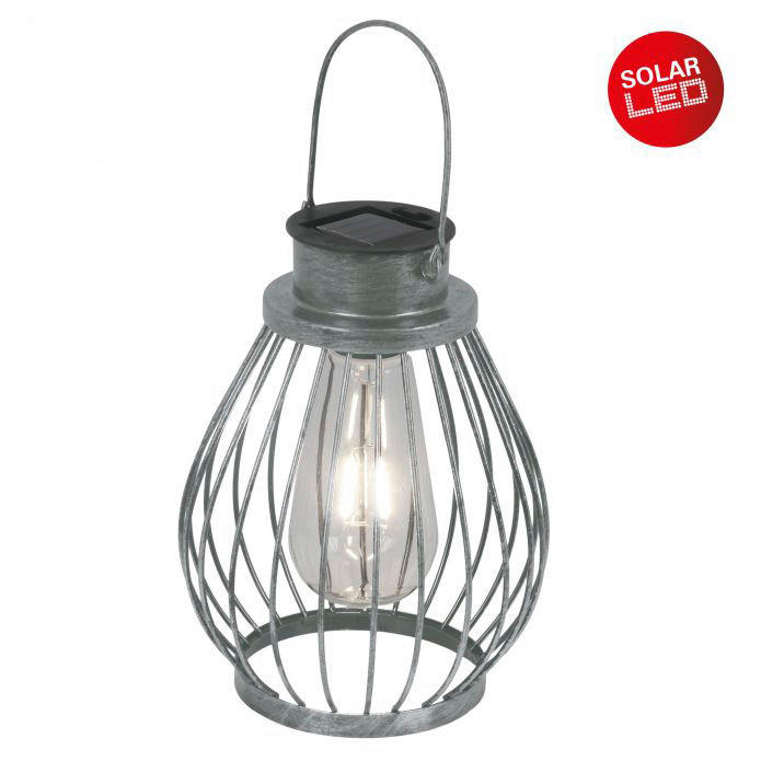 LED Deko-Solarleuchte NV5249859 silber Eisen Glas B/H/T: ca. 16x22x16 cm LED Deko-Solarleuchte - silber (16,00/22,00/16,00cm) - Näve Leuchten