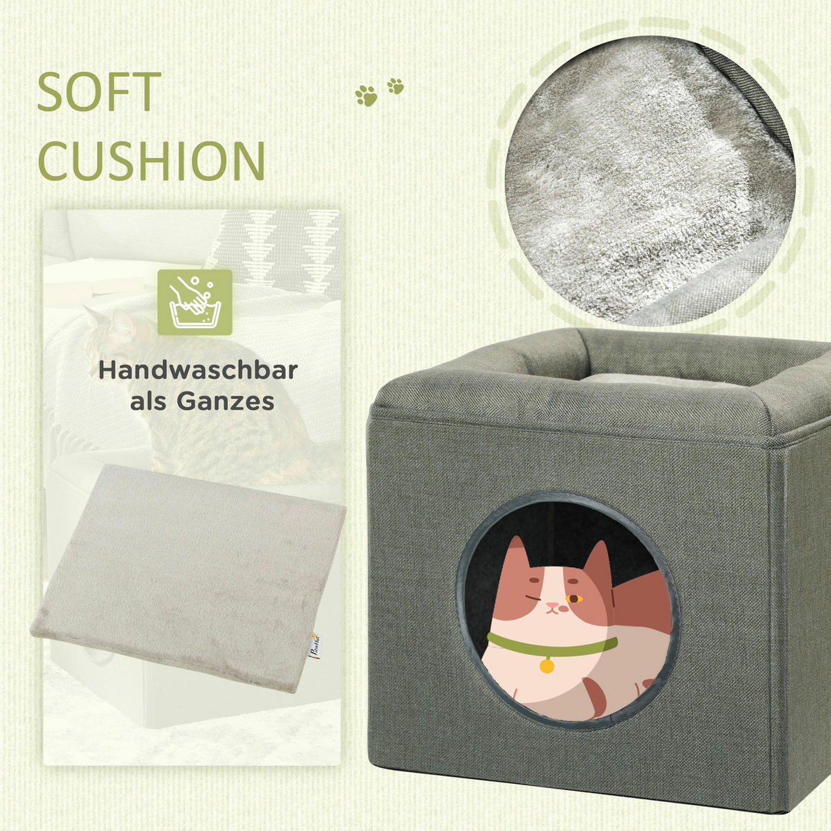 PawHut Katzen-Zubehör grün Polyester B/H/L: ca. 36,5x36,5x33 cm Katzenhöhle - grün (33,00/36,50/36,50cm) - PawHut