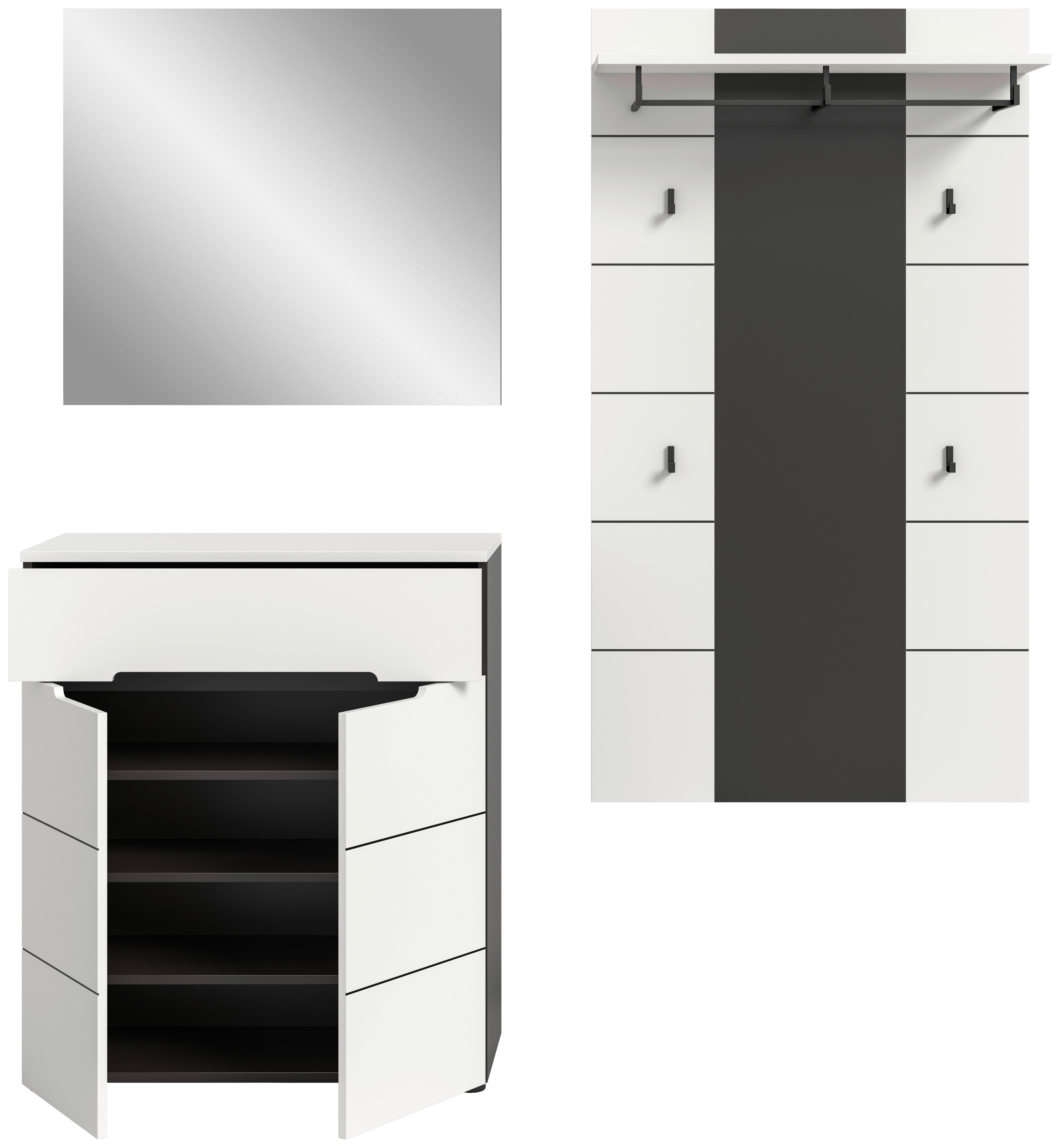 Garderobe Canu basaltgrau Nachbildung weiß B/H/T: ca. 175x190x37 cm Canu - weiß/basaltgrau (175,00/190,00/37,00cm) - xonox.home