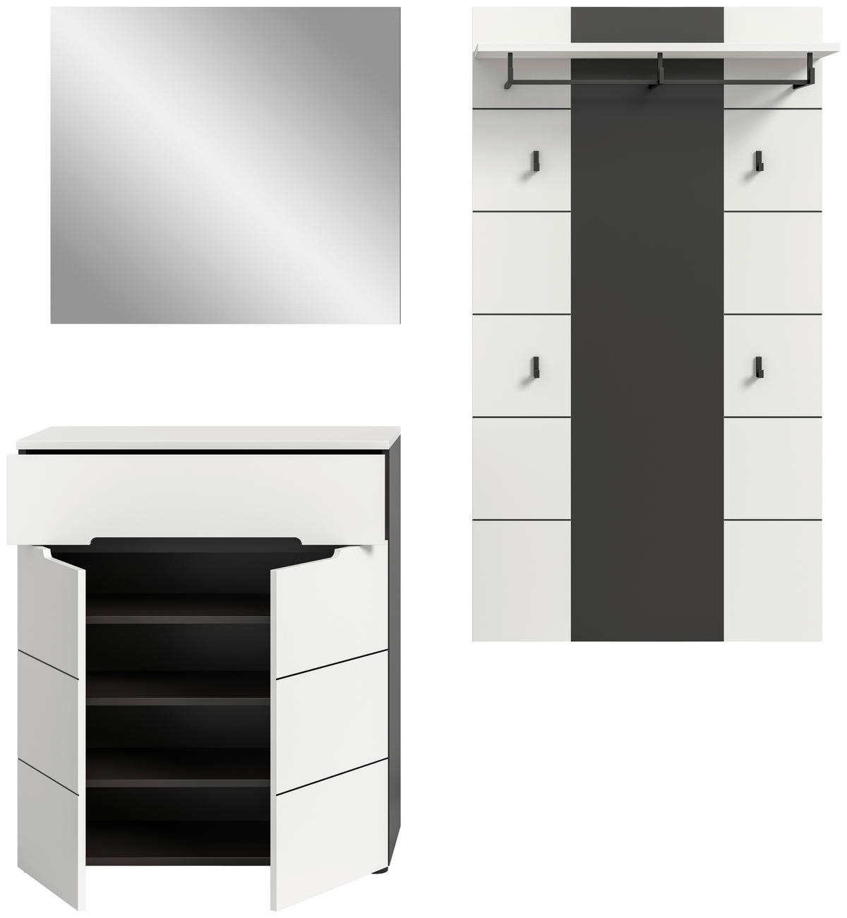 Garderobe Canu basaltgrau Nachbildung weiß B/H/T: ca. 175x190x37 cm Canu - weiß/basaltgrau (175,00/190,00/37,00cm) - xonox.home