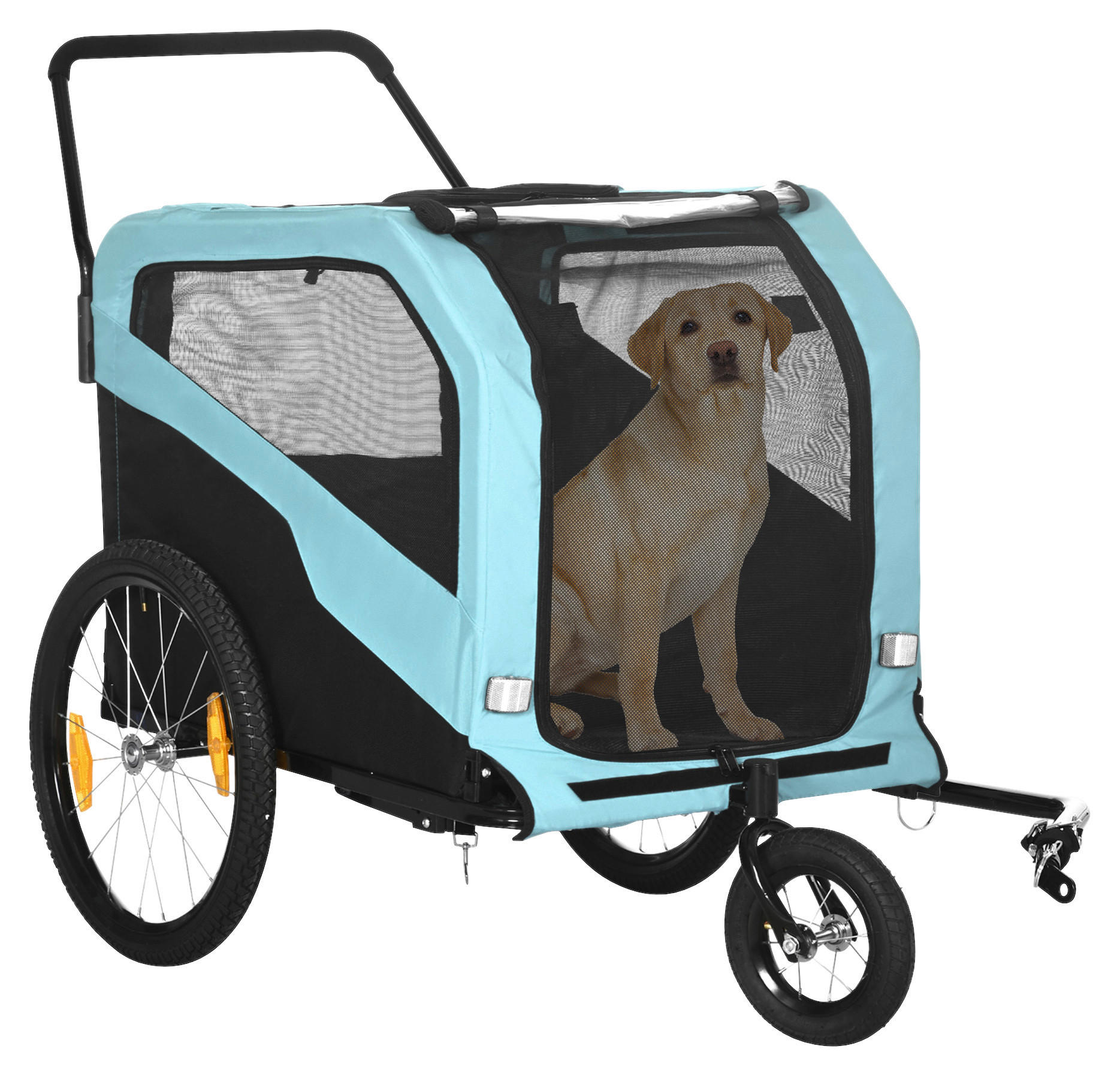 PawHut Hundeanhänger blau Polyester-Mischgewebe B/H/L: ca. 77x90x170 cm Hundeanhänger - blau (170,00/77,00/90,00cm) - PawHut