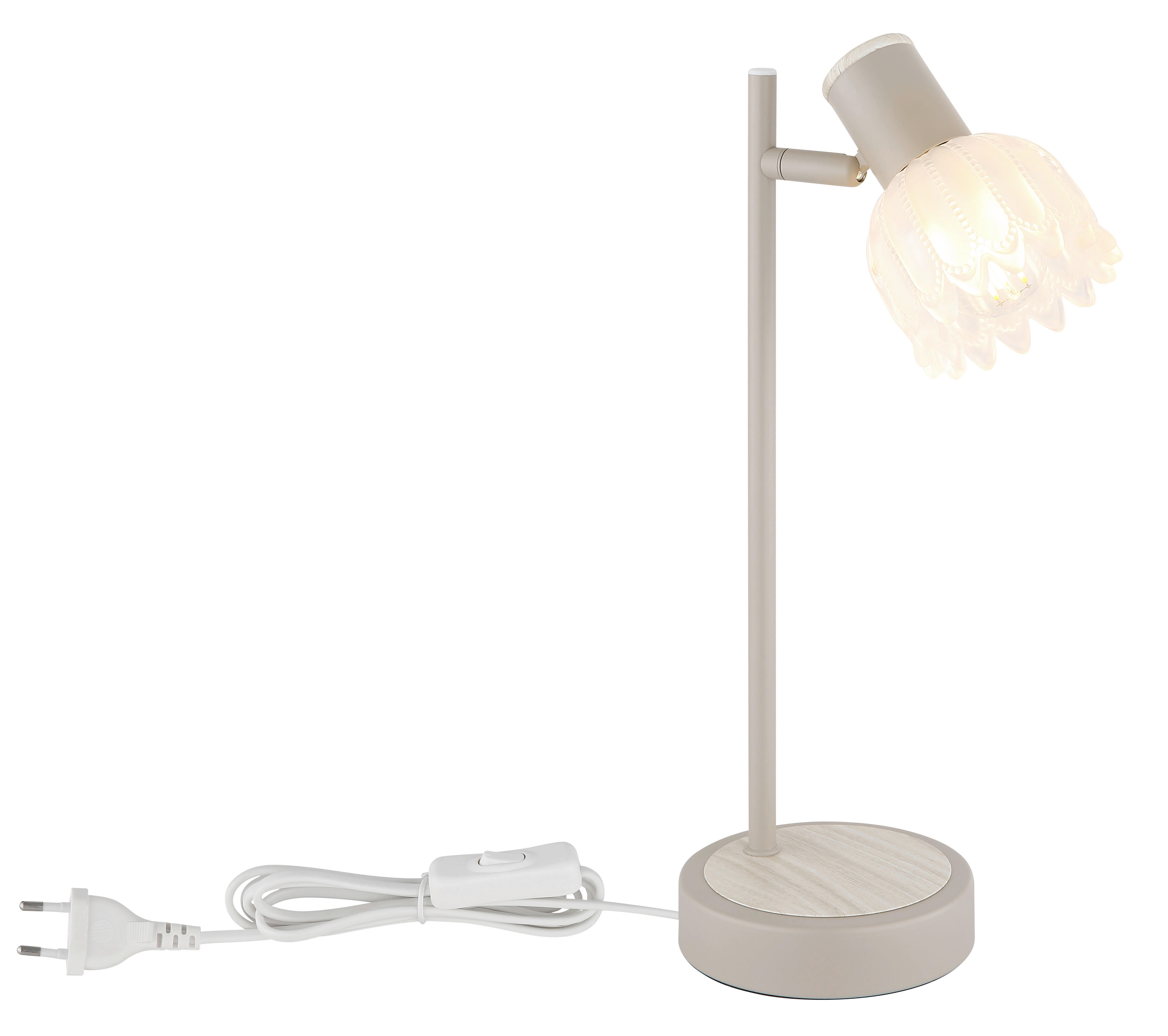 GLOBO Tischleuchte sand Glas Metall B/H/L: ca. 13x36,5x13 cm E14 1 Brennstellen Tischleuchte-Planta - sand (13,00/13,00/36,50cm) - GLOBO