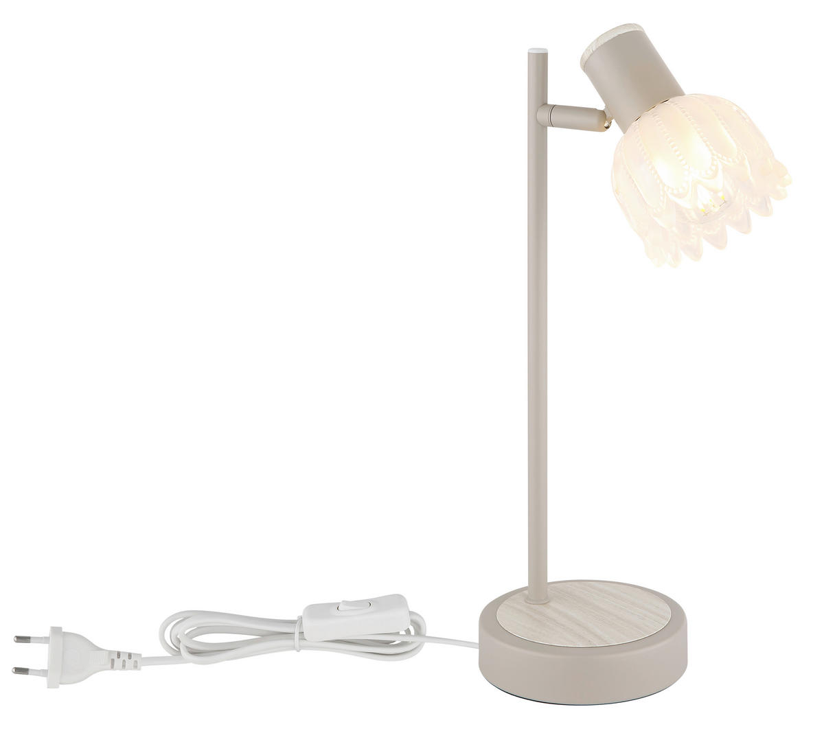 GLOBO Tischleuchte sand Glas Metall B/H/L: ca. 13x36,5x13 cm E14 1 Brennstellen Tischleuchte-Planta - sand (13,00/13,00/36,50cm) - GLOBO