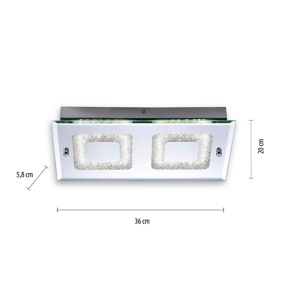 Just Light LED-Deckenleuchte LISA 11571-17 Chrom klar Glas Metall B/H/T: ca. 20x5,8x36 cm 2 Brennstellen LISA - klar/Chrom (20,00/5,80/36,00cm) - Just Light