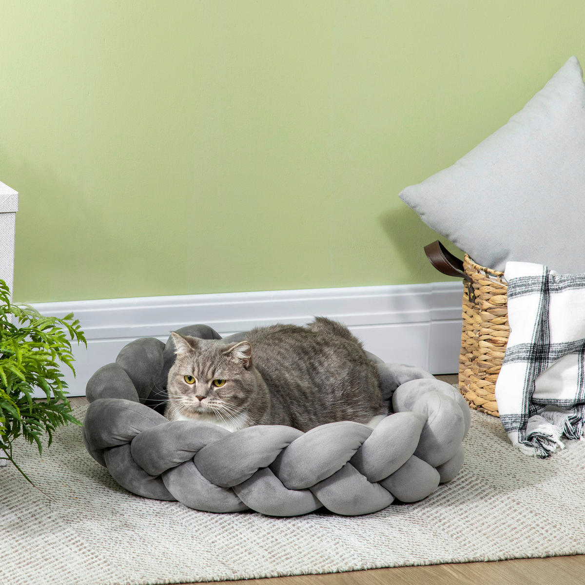 PawHut Haustierbett grau Baumwolle B/H/L: ca. 55x14x55 cm Haustierbett - grau (55,00/55,00/14,00cm) - PawHut
