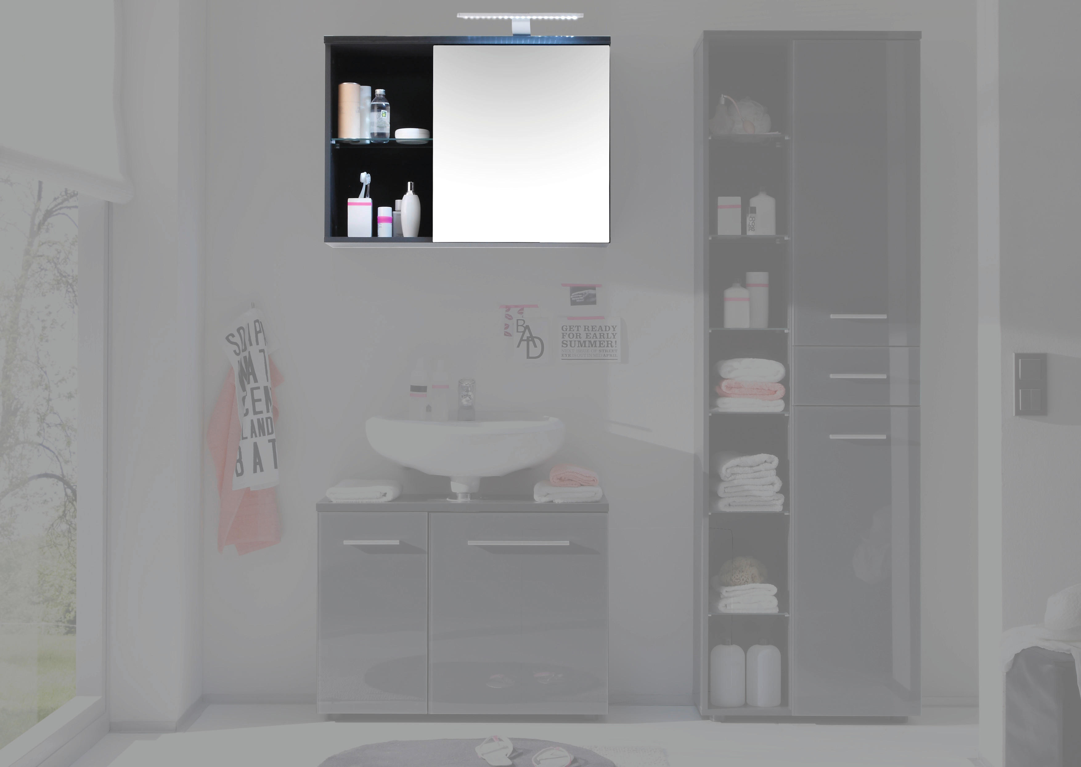 Spiegelschrank Grey grau B/H/T: ca. 69x60x25 cm Grey - grau (69,00/60,00/25,00cm)