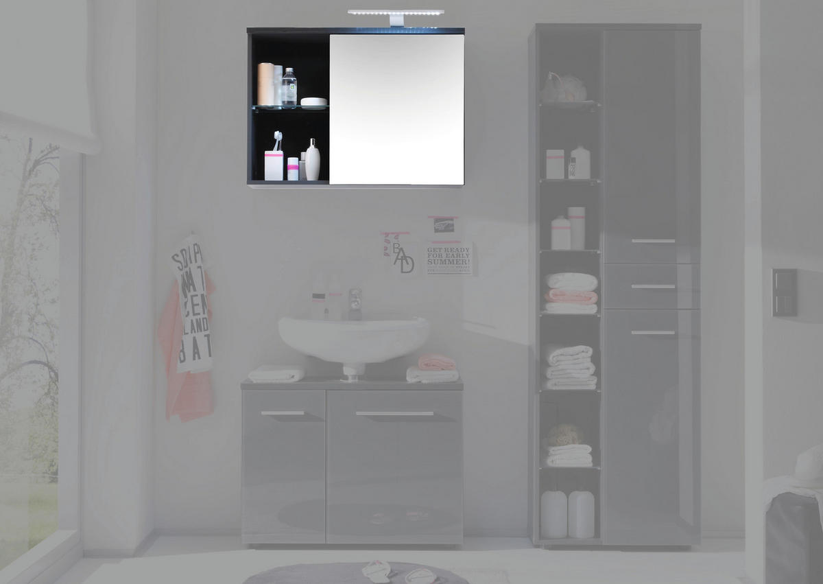 Spiegelschrank Grey grau B/H/T: ca. 69x60x25 cm Grey - grau (69,00/60,00/25,00cm)