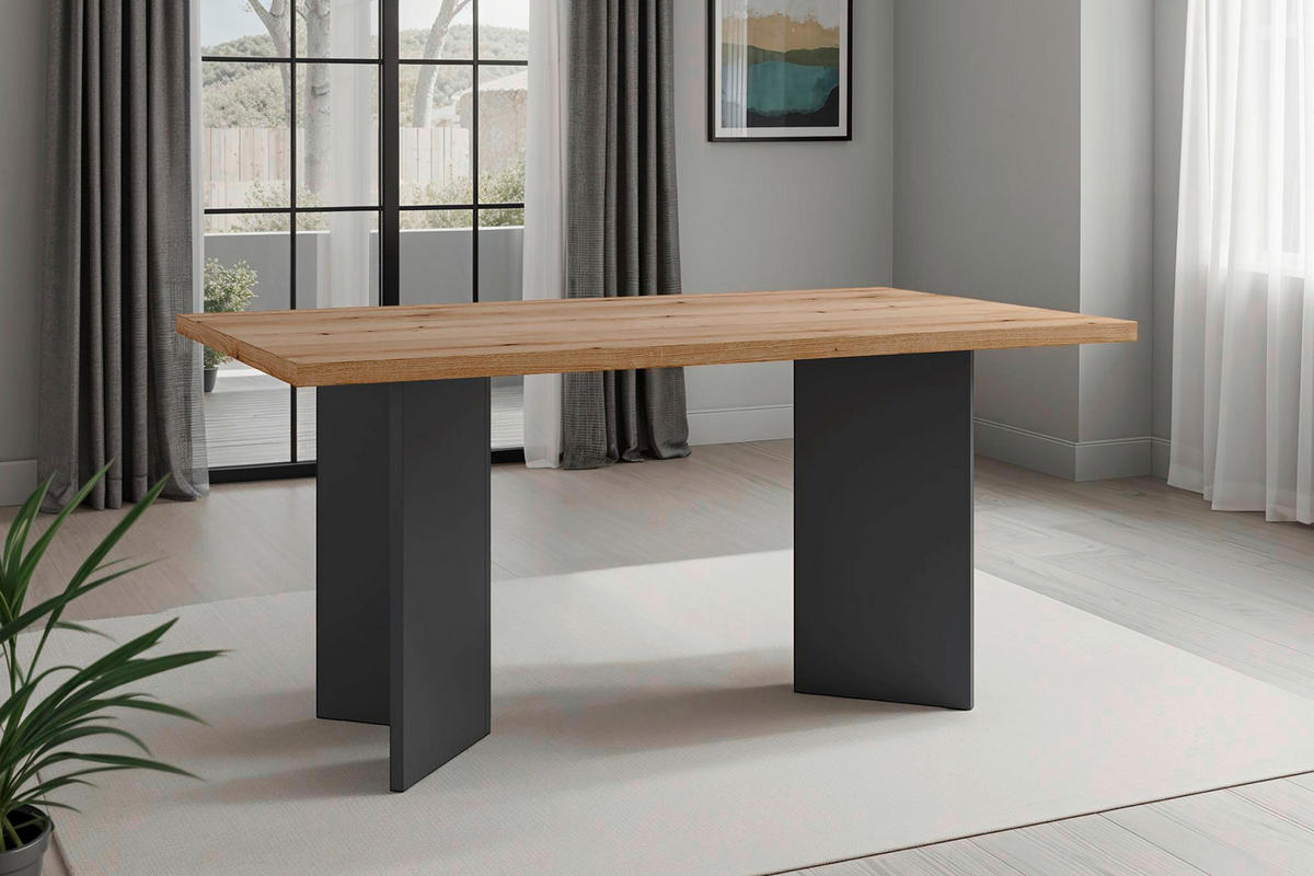 Tisch MARTEN Eiche anthrazit B/H/T: ca. 160x90x75,5 cm MARTEN - Eiche/anthrazit (160,00/90,00/75,50cm) - byLIVING