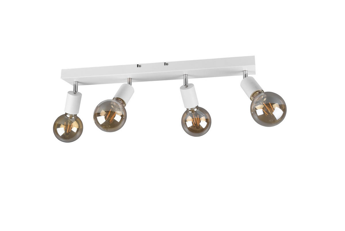 Reality Spotbalken R80184031 Vannes weiß Metall B/H/T: ca. 60x12x9 cm E27 4 Brennstellen Vannes - weiß (60,00/12,00/9,00cm) - Reality