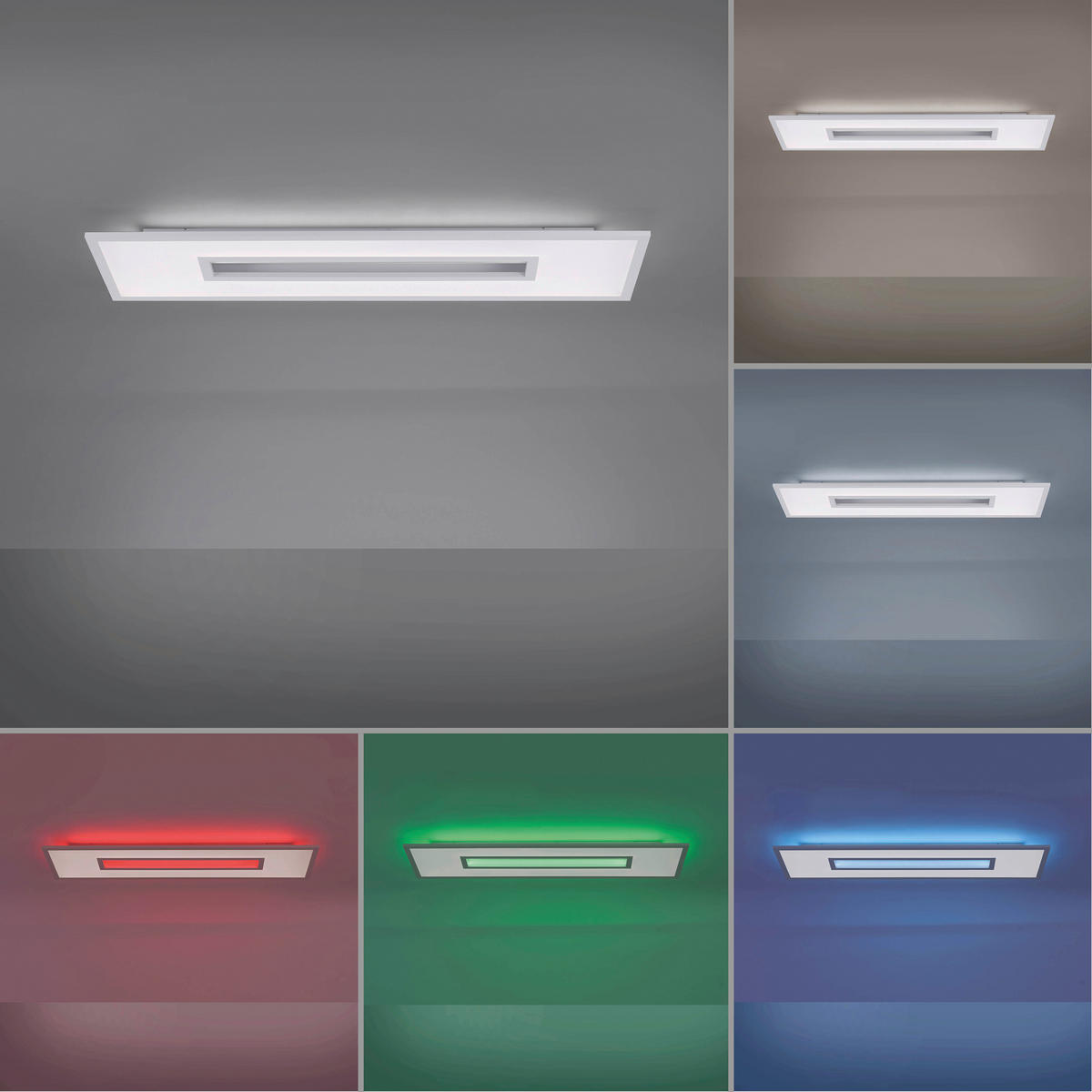 Just Light LED-Deckenleuchte RECESS 11647-16 weiß grau Kunststoff Metall B/H/T: ca. 30x5x100 cm 1 Brennstellen RECESS - weiß/grau (30,00/5,00/100,00cm) - Just Light