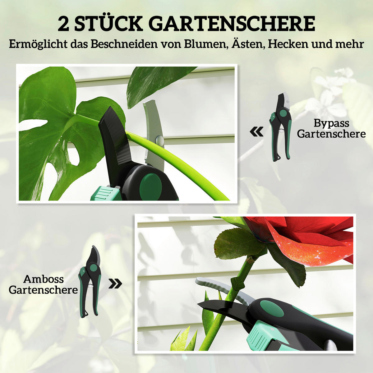 Outsunny Gartenwerkzeug Set grün Kunststoff B/H/L: ca. 6x2x21 cm Gartenwerkzeug_Set - grün (21,00/6,00/2,00cm) - Outsunny