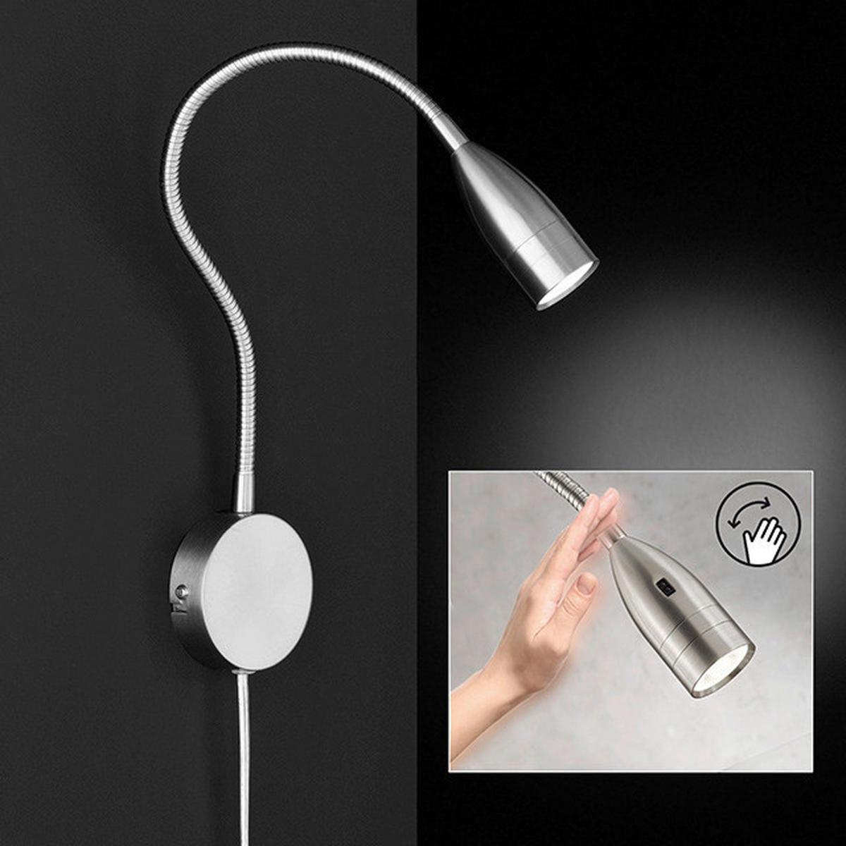 Fischer & Honsel LED-Wandspot 30703 nickel matt Metall B/H/T: ca. 8x56,5x8 cm 1 Brennstellen Sten - nickel matt (8,00/56,50/8,00cm) - Fischer & Honsel
