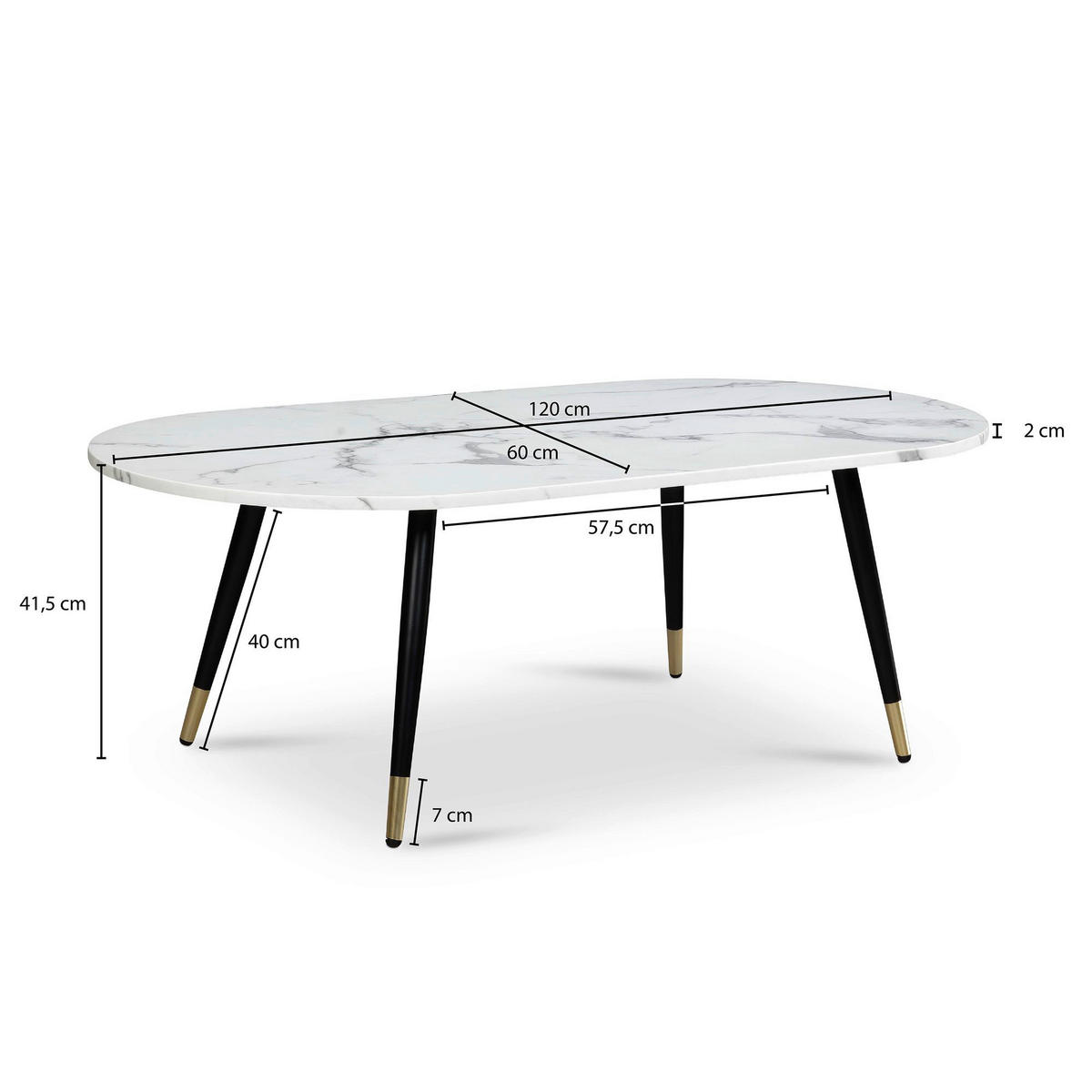 Couchtisch weiß Marmor Optik B/H/T: ca. 120x42x60 cm Couchtisch - weiß (120,00/42,00/60,00cm) - Wohnling