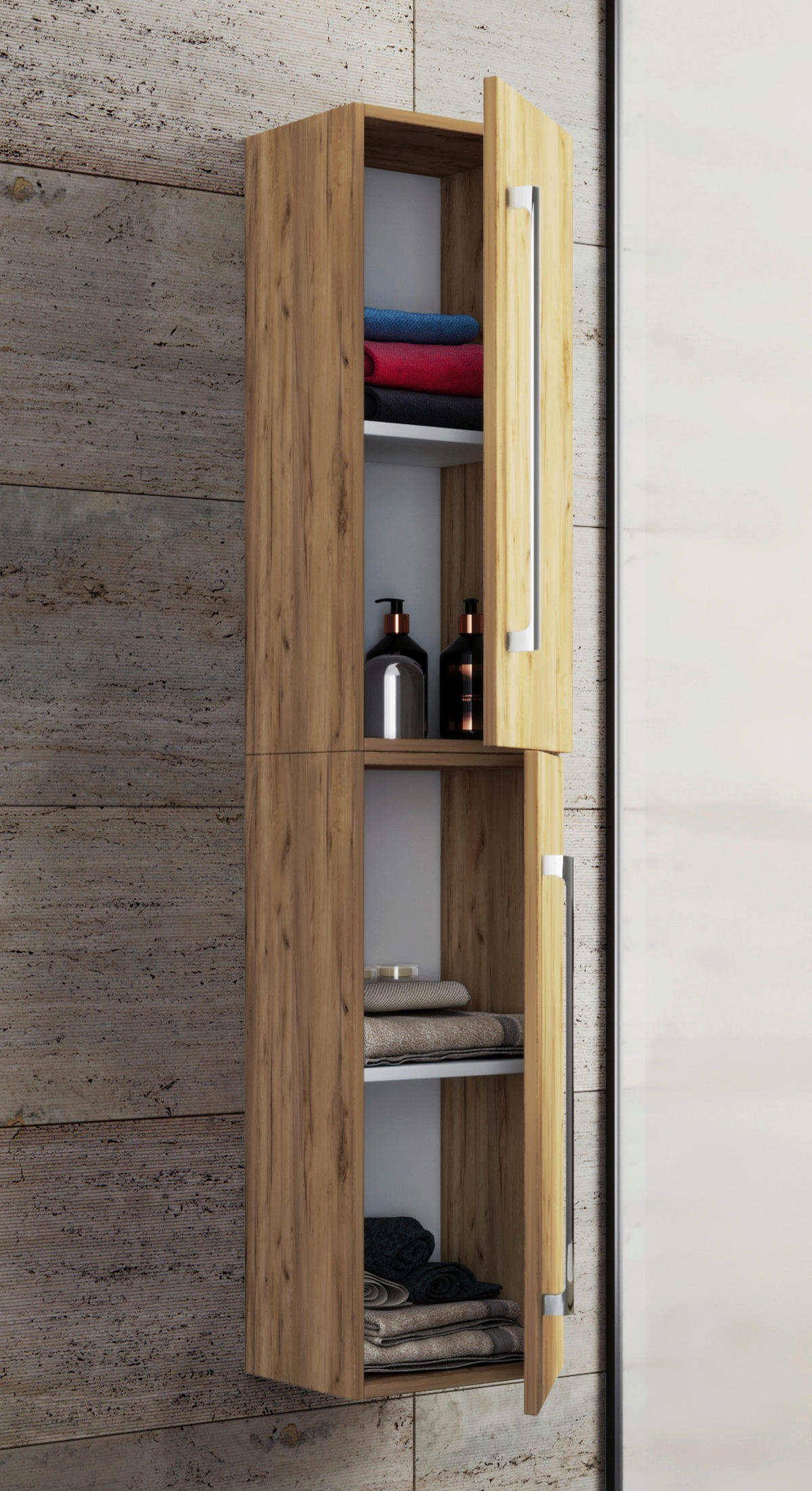 Hochschrank Badinos Eiche Honig Nachbildung B/H/T: ca. 33x150x22 cm Badinos - Eiche (33,00/150,00/22,00cm) - VCM Möbel