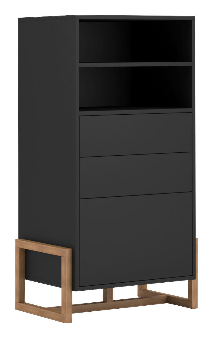 Highboard Oslo schwarz matt Eiche Nachbildung B/H/T: ca. 63,4x115,7x42 cm