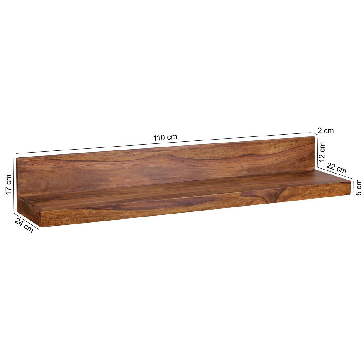 Wandregal natur B/H/T: ca. 110x17x24 cm Wandregal - natur (110,00/17,00/24,00cm) - Wohnling