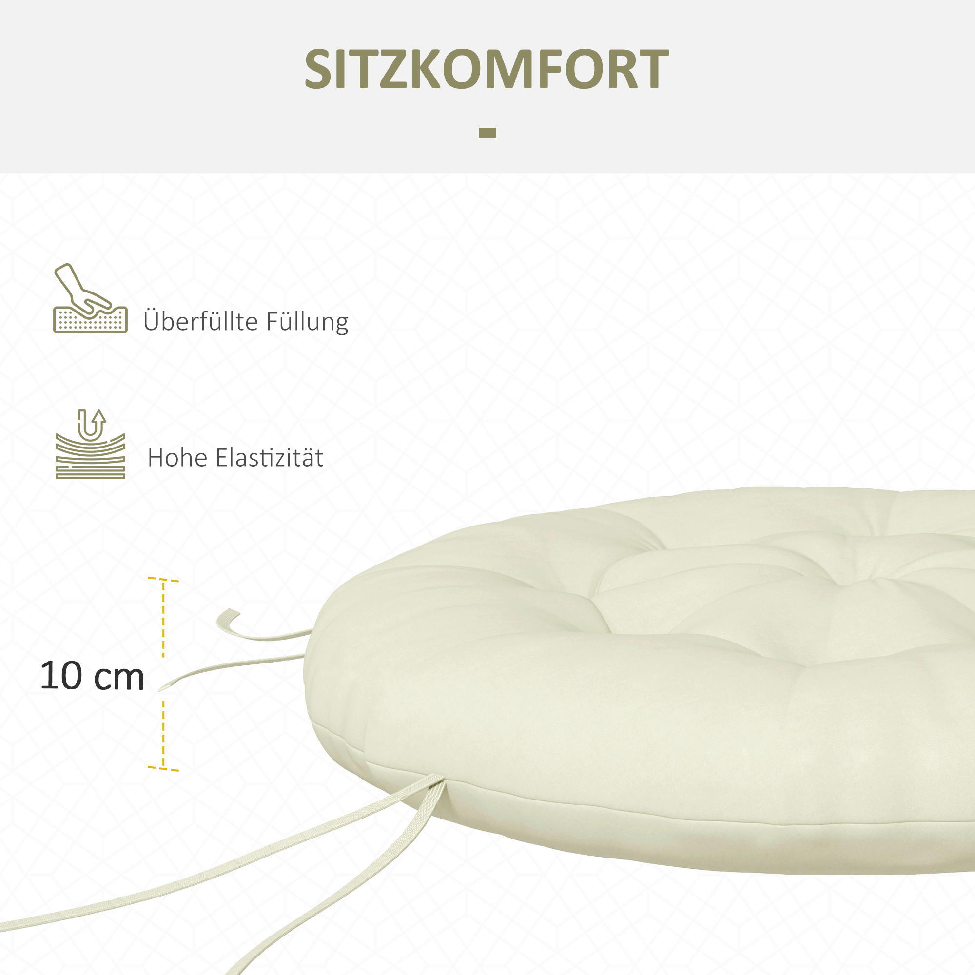 Outsunny Sitzkissen beige Polyester B/H/L: ca. 80x10x80 cm Sitzkissen - beige (80,00/80,00/10,00cm) - Outsunny