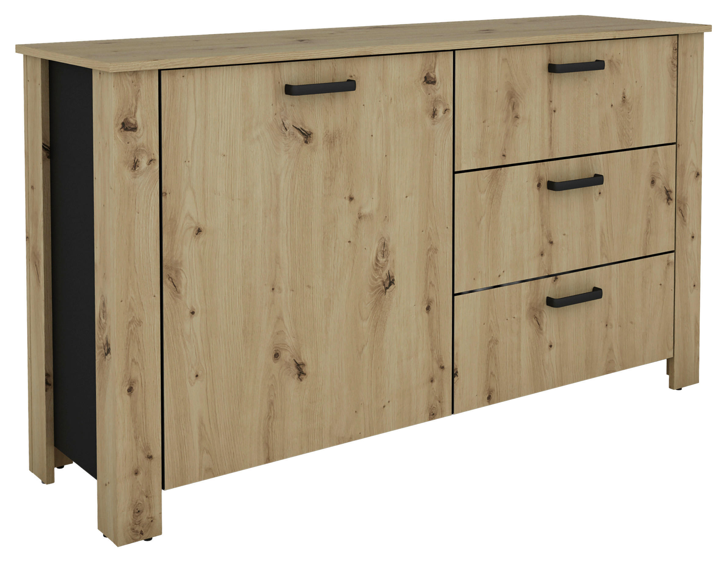 Sideboard FARO Eiche schwarz B/H/T: ca. 140x84x40 cm FARO - Eiche/schwarz (140,00/84,00/40,00cm) - byLIVING
