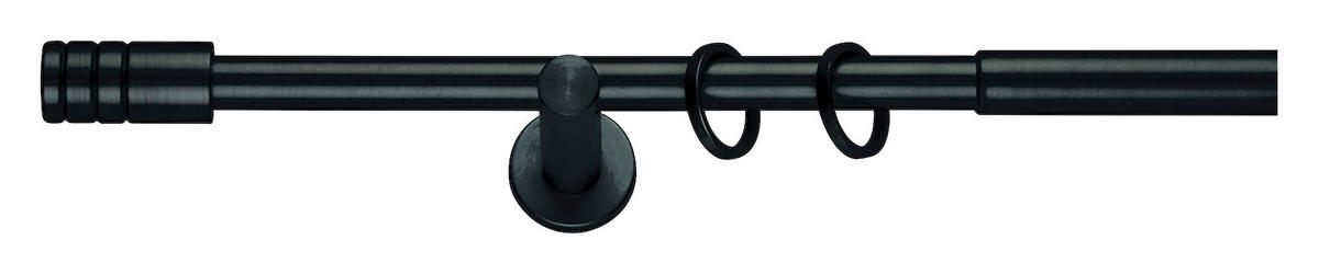 Gardinenstange schwarz Aluminium ausziehbar von ca. 120 bis 210 cm 1.0 Läufe Gardinenstange_Rillcube - schwarz