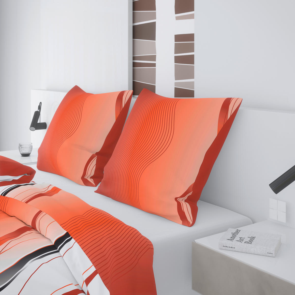 Microfaser Bettwäsche Bettwäsche_Microfaser Welle - orange (135,00/200,00cm)