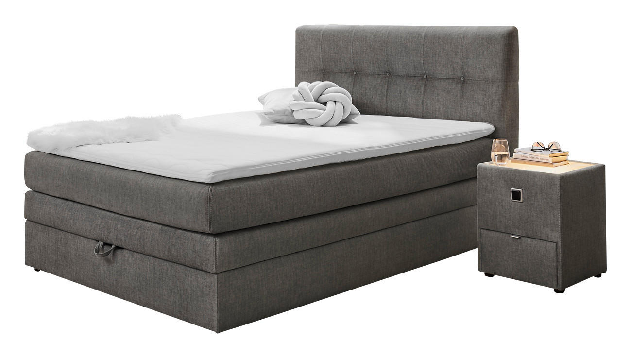 Boxspringbett  grau Liegefläche B/L: ca. 140x200 cm Amy_Boxspringbett - grau (157,00/40,00/220,00cm)