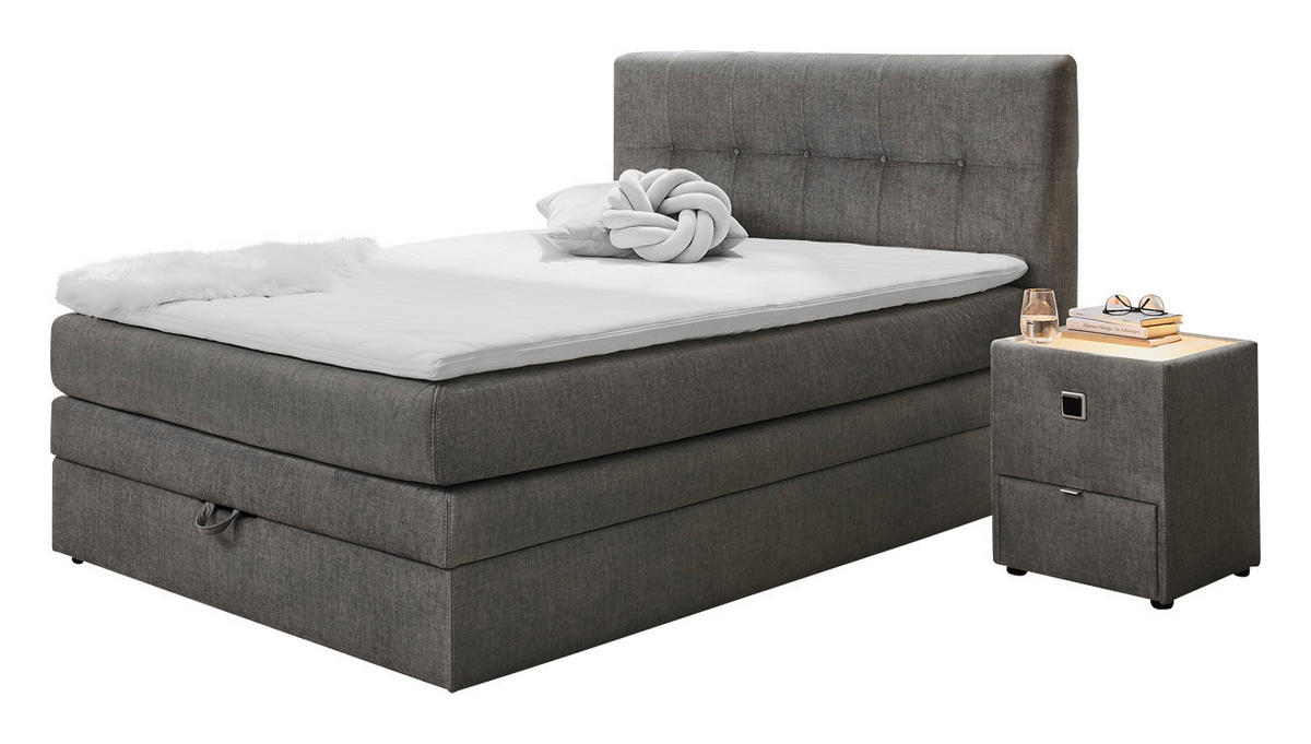 Boxspringbett  grau Liegefläche B/L: ca. 140x200 cm Amy_Boxspringbett - grau (157,00/40,00/220,00cm)