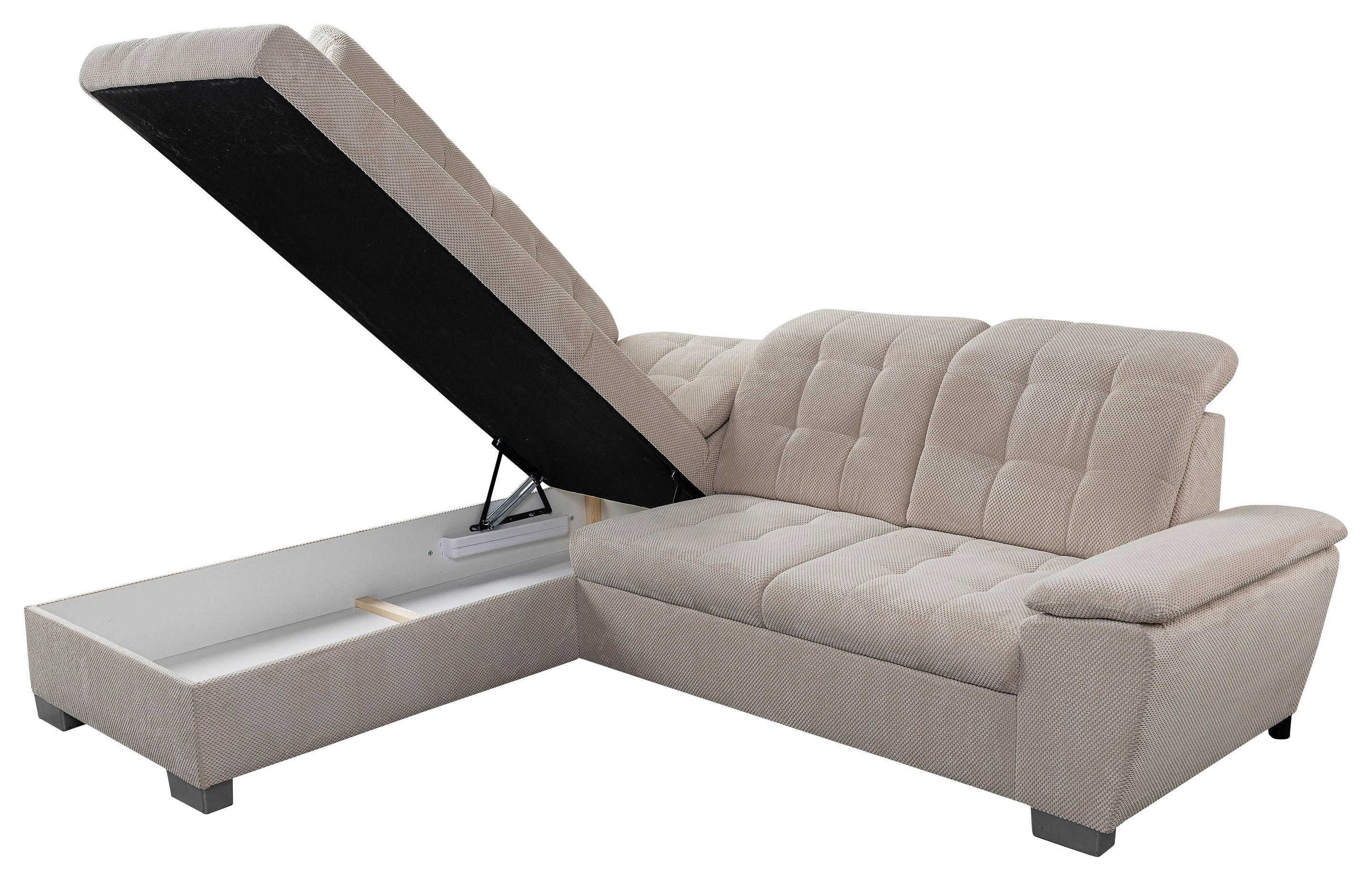 Funktionsecke Bastia creme Microfaser B/H/T: ca. 260x105x214 cm Bastia - creme/silber (260,00/105,00/214,00cm)