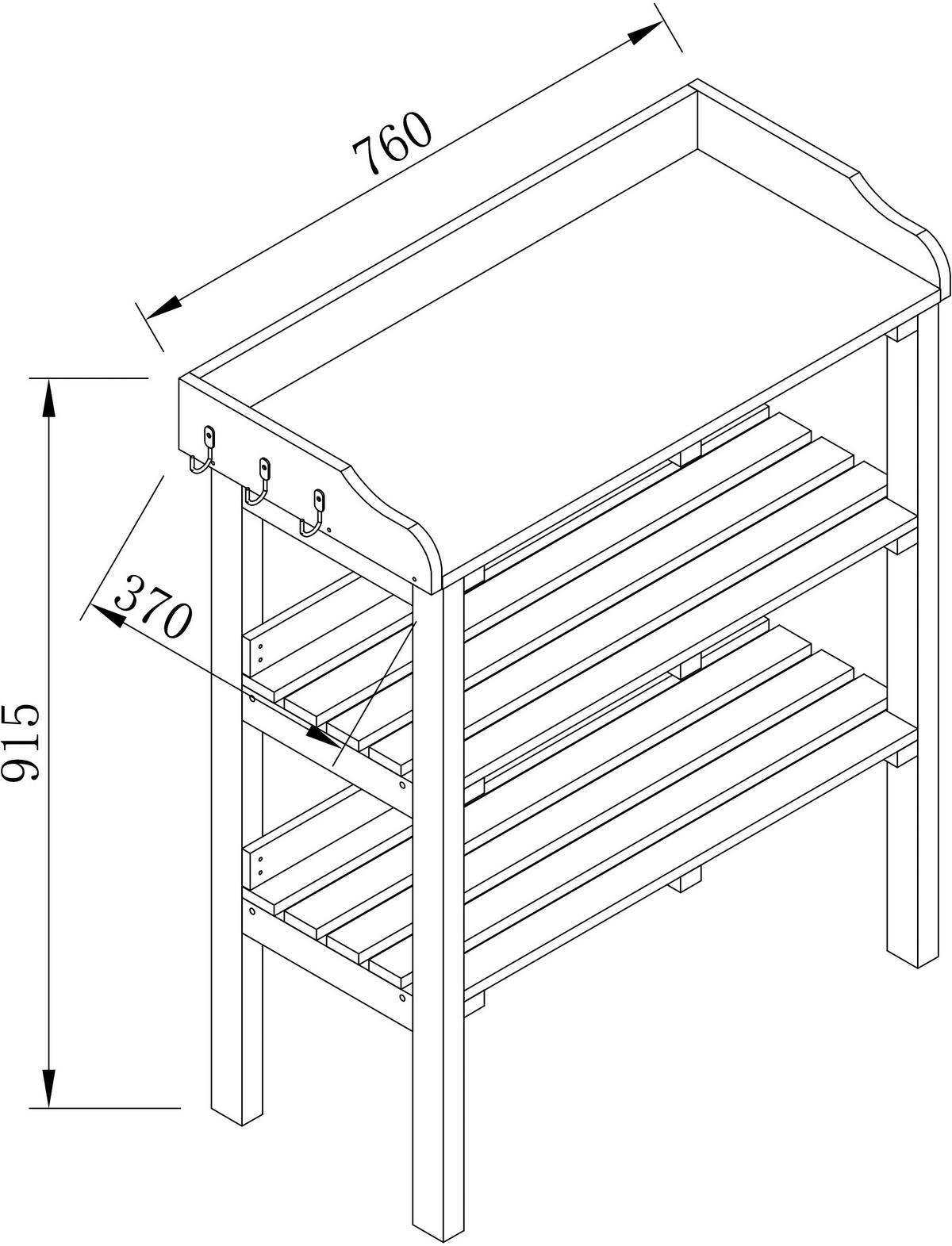 AXI Pflanztisch braun B/H/L: ca. 37x92x76 cm Pflanztisch - braun/weiß (76,00/37,00/92,00cm) - AXI