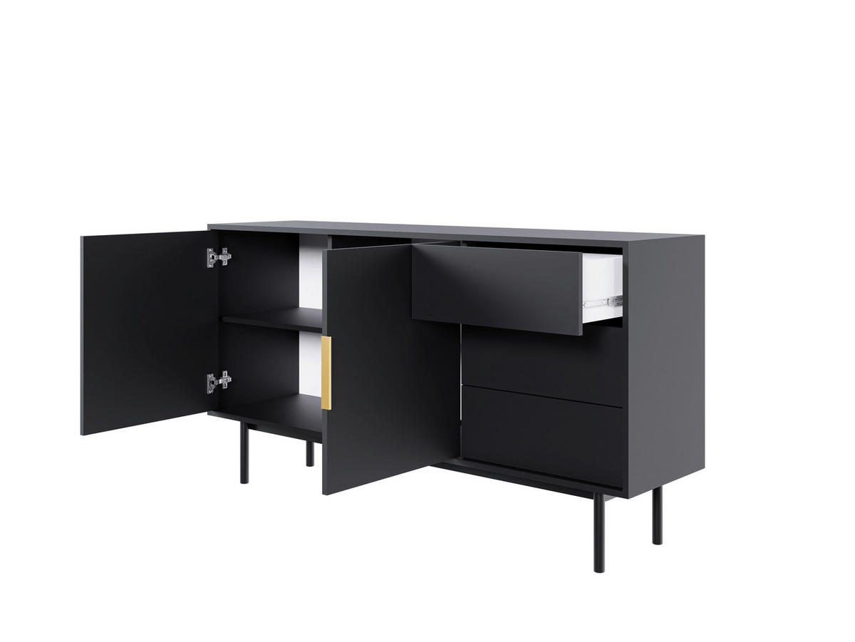 Kommode VIVA schwarz B/H/T: ca. 154x82x39 cm VIVA - schwarz (154,00/82,00/39,00cm) - WIPMEB