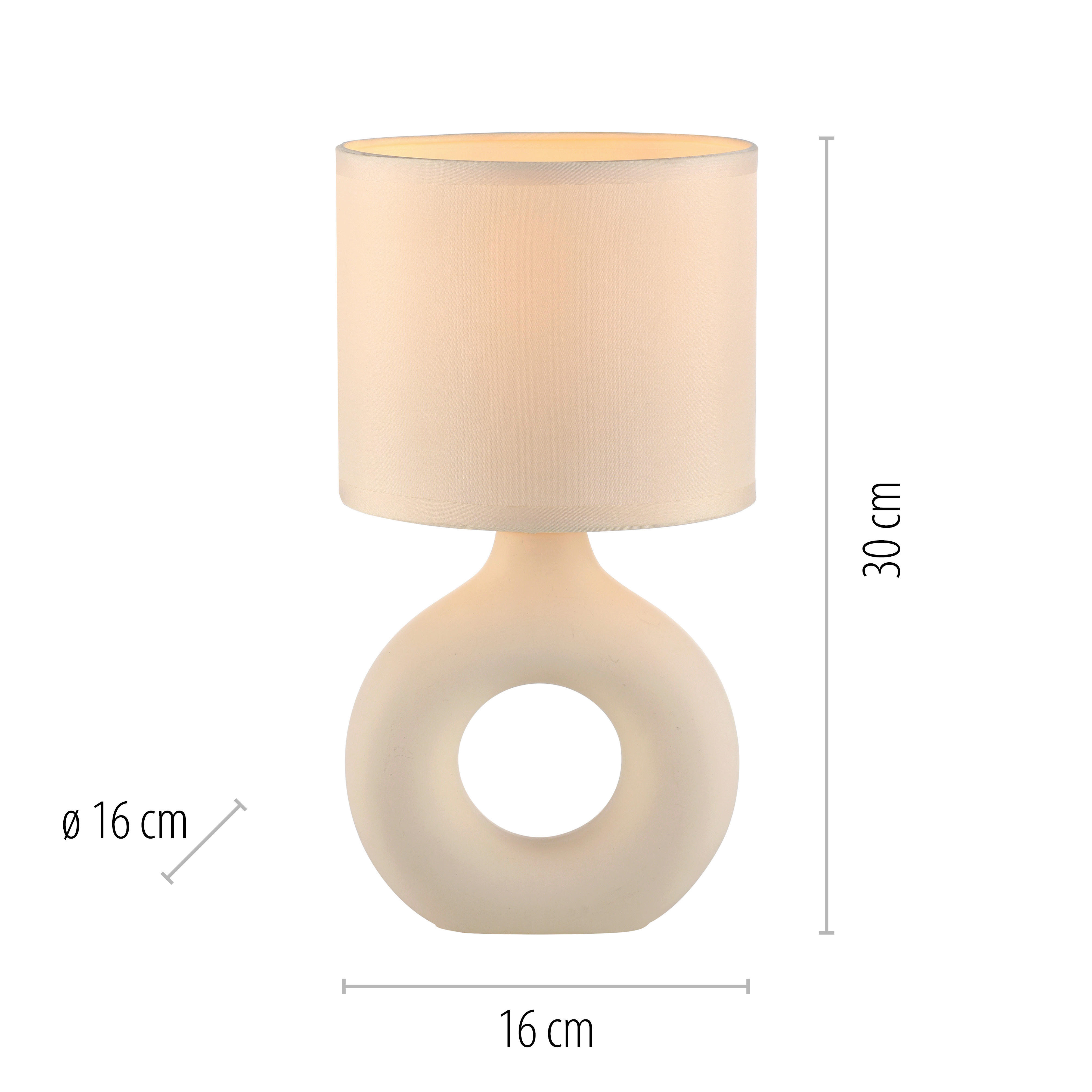 Just Light Tischleuchte beige Stoff Keramik H/L/D: ca. 30x16x16 cm null 1 Brennstellen Tischleuchte_Carara - beige (16,00/30,00cm) - Just Light