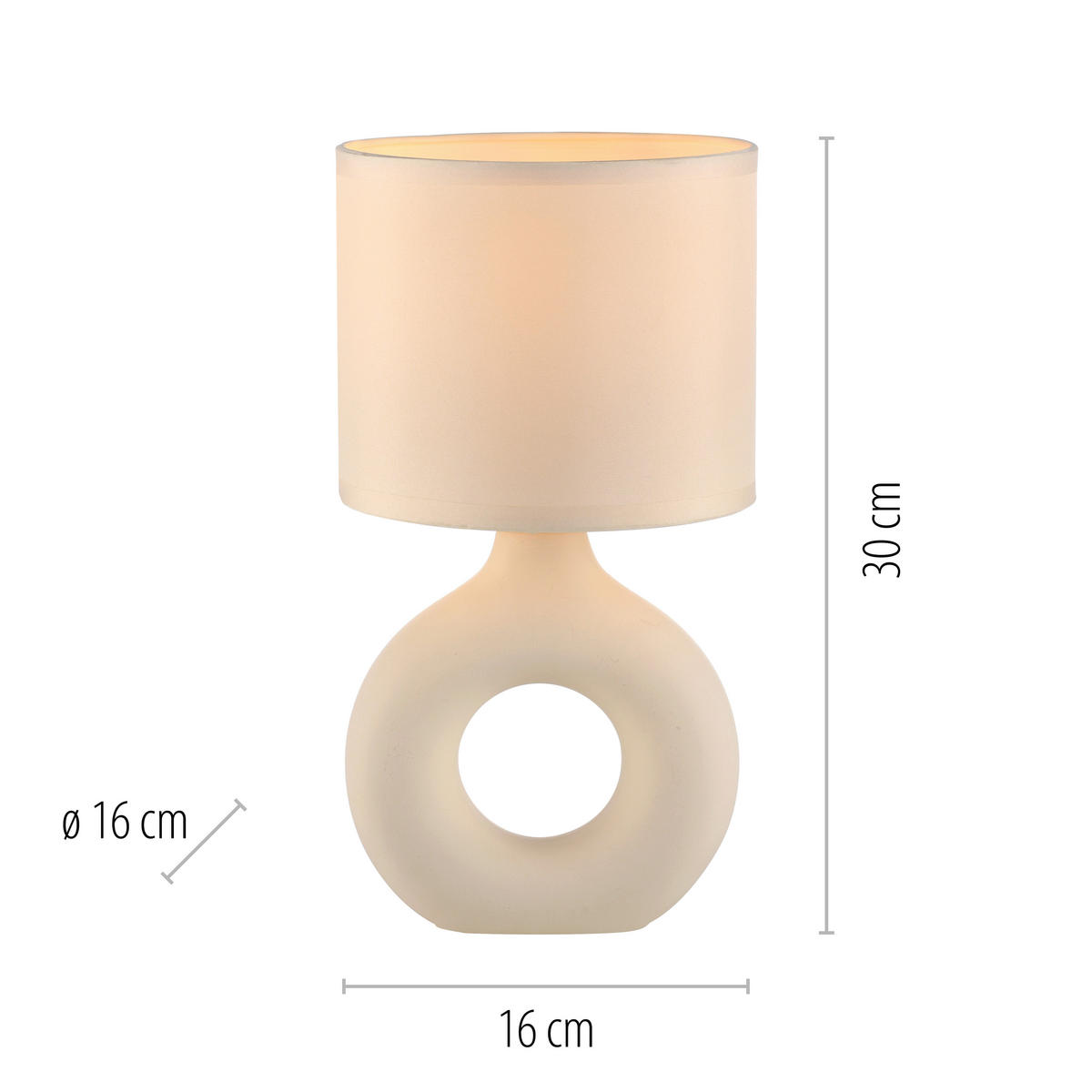Just Light Tischleuchte beige Stoff Keramik H/L/D: ca. 30x16x16 cm null 1 Brennstellen Tischleuchte_Carara - beige (16,00/30,00cm) - Just Light