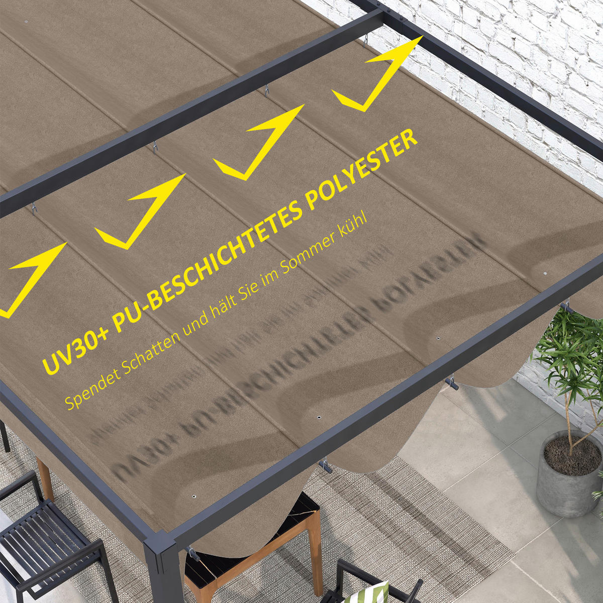 Outsunny Ersatzdach kaffee Polyester B/H/L: ca. 245x23x286 cm Ersatzdach - kaffee (286,00/245,00/23,00cm) - Outsunny