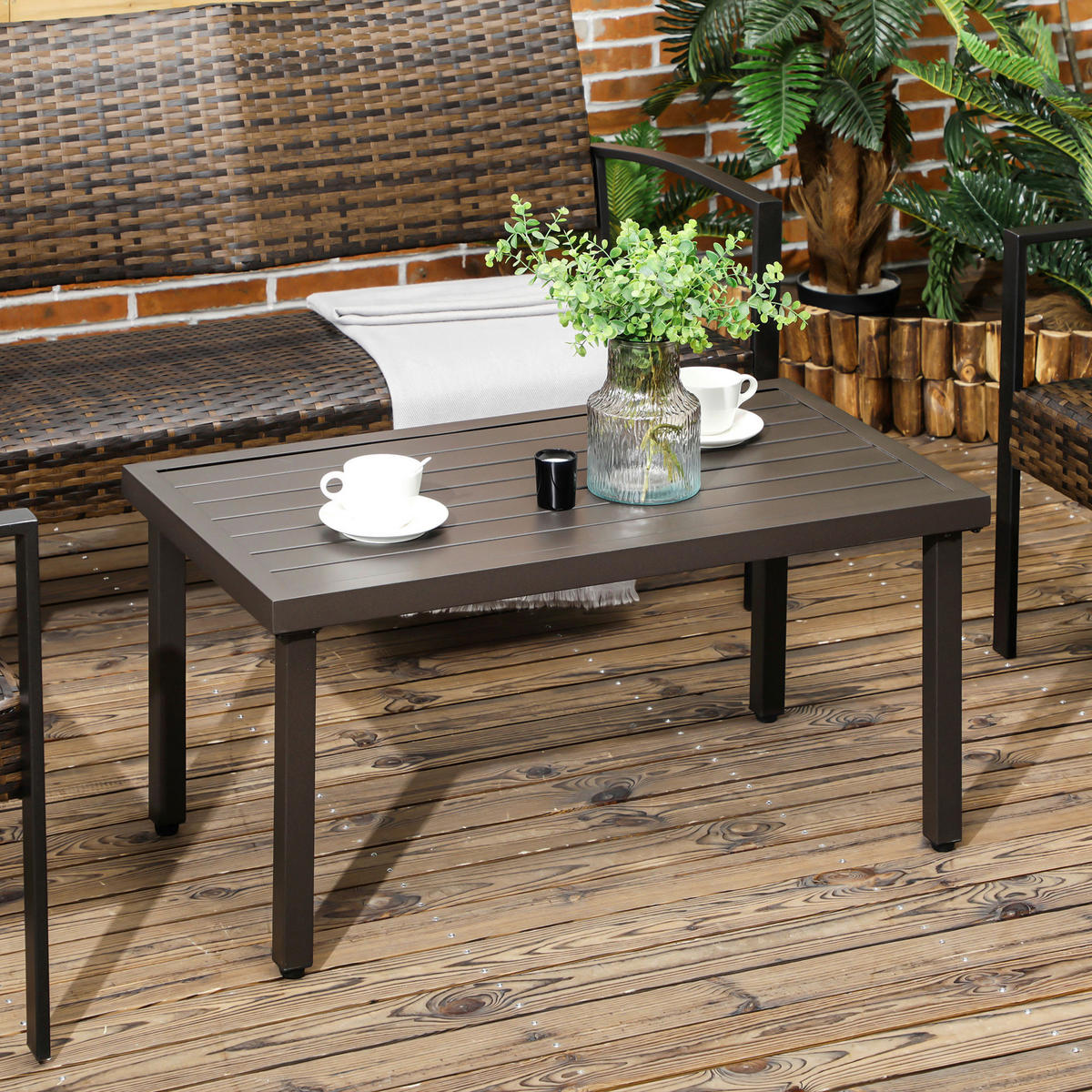 Outsunny Beistelltisch Beistelltisch - braun (91,00/51,00/46,00cm) - Outsunny