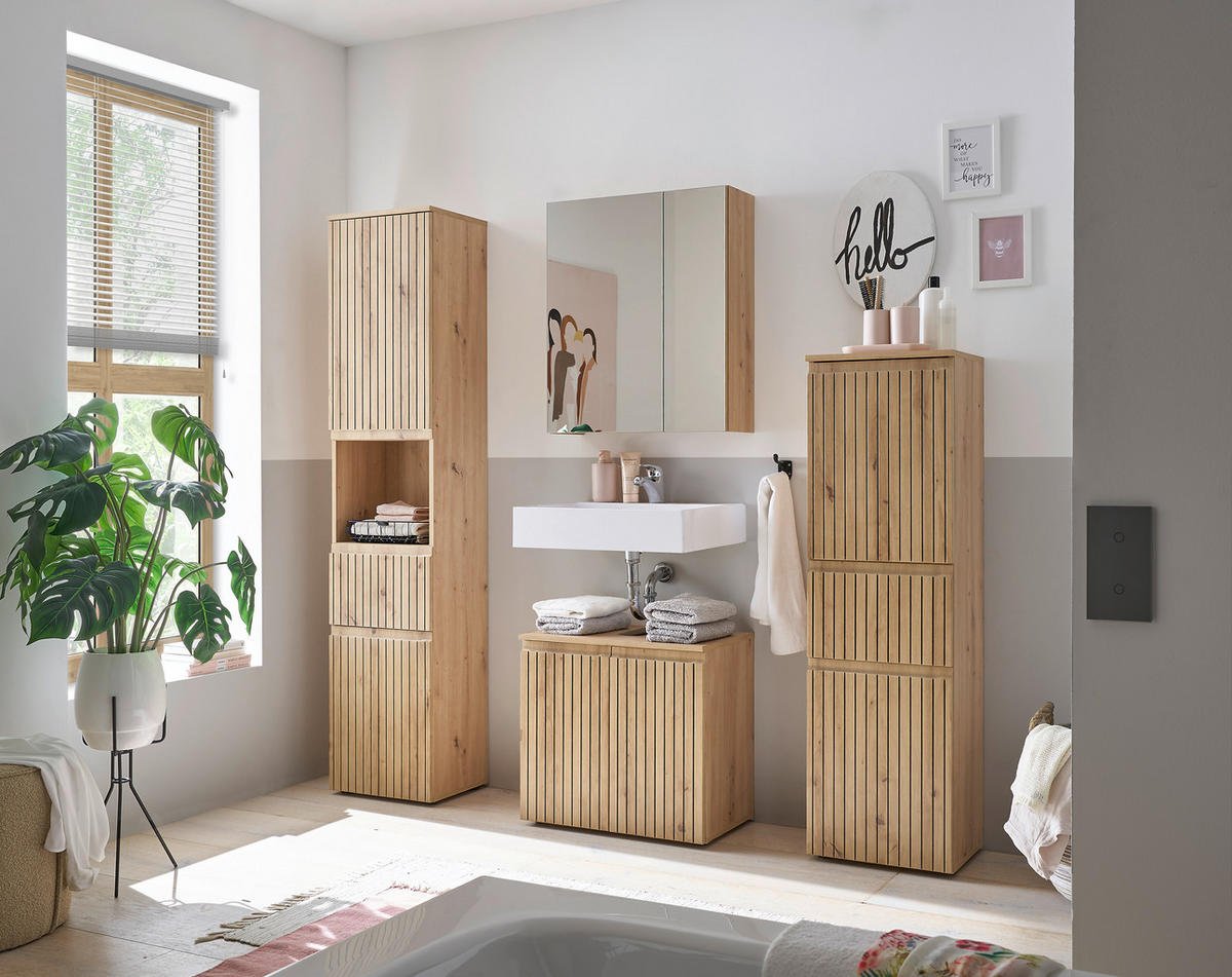 Waschbeckenunterschrank Austin Artisan Oak Nachbildung B/H/T: ca. 60x57x36 cm Austin - (60,00/57,00/36,00cm)