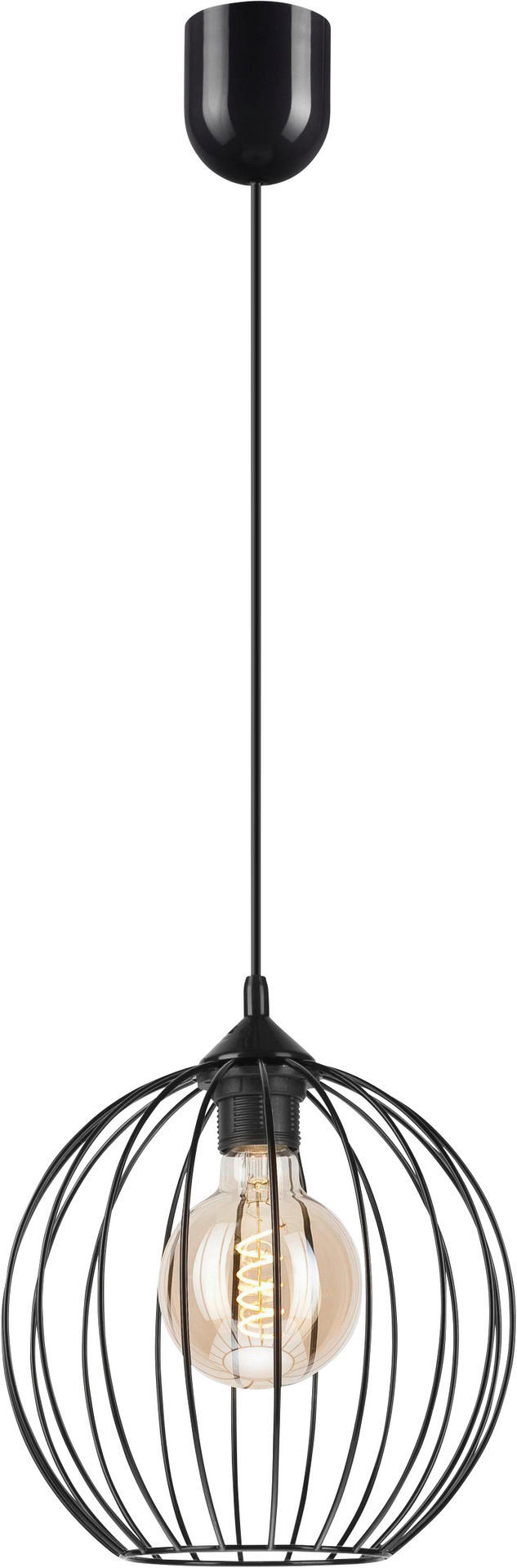 Lamkur Pendelleuchte ZOYA 45160 schwarz Stahl H/L: ca. 86x24 cm E27 1 Brennstellen Zoya - schwarz (24,00cm) - Lamkur