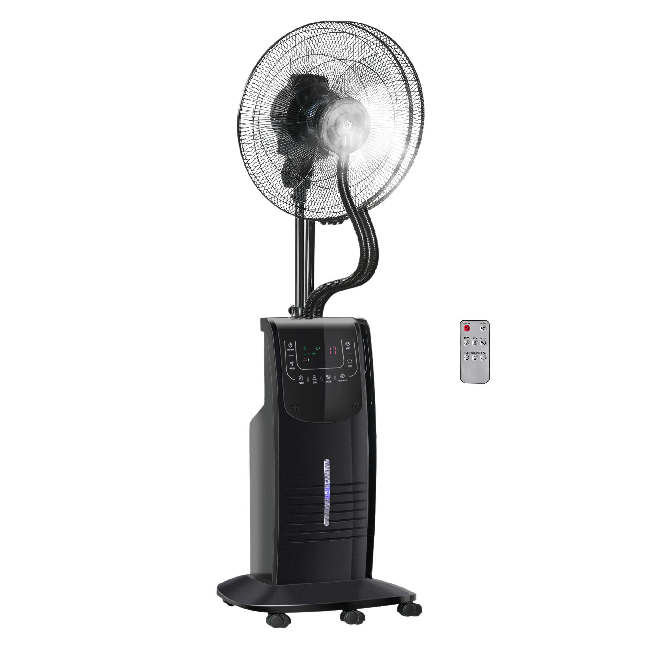HOMCOM Ventilator schwarz Polypropylen Edelstahl Kunststoff B/H/L: ca. 44,5x44,5x135 cm Standventilator - schwarz (135,00/44,50/44,50cm) - HOMCOM