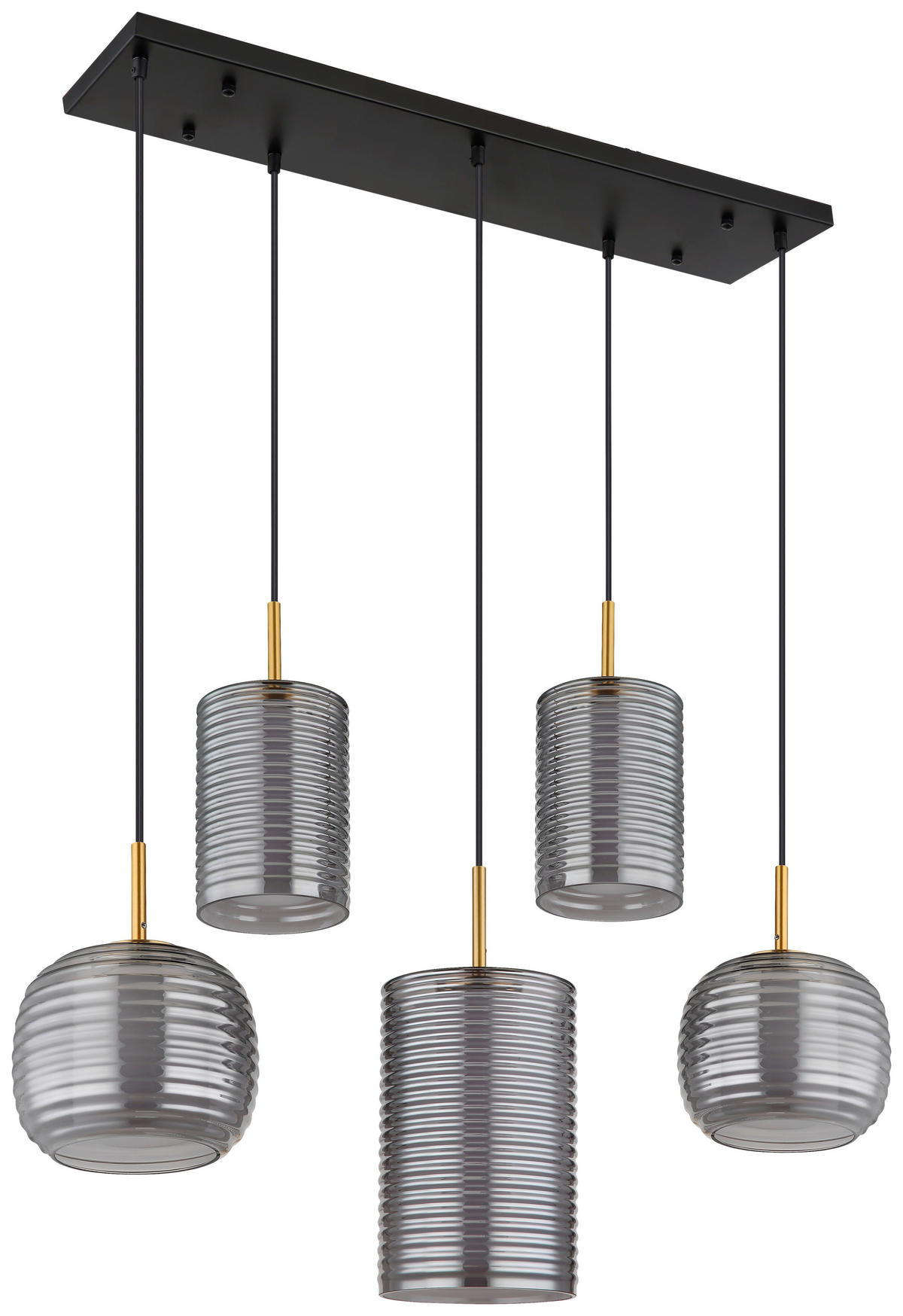 GLOBO LED-Pendelleuchte mattschwarz Rauch messing Aluminium Glas Metall B/H/T: ca. 31,5x150x93 cm LAMPIGNA - messing/Rauch (31,50/150,00/93,00cm) - GLOBO
