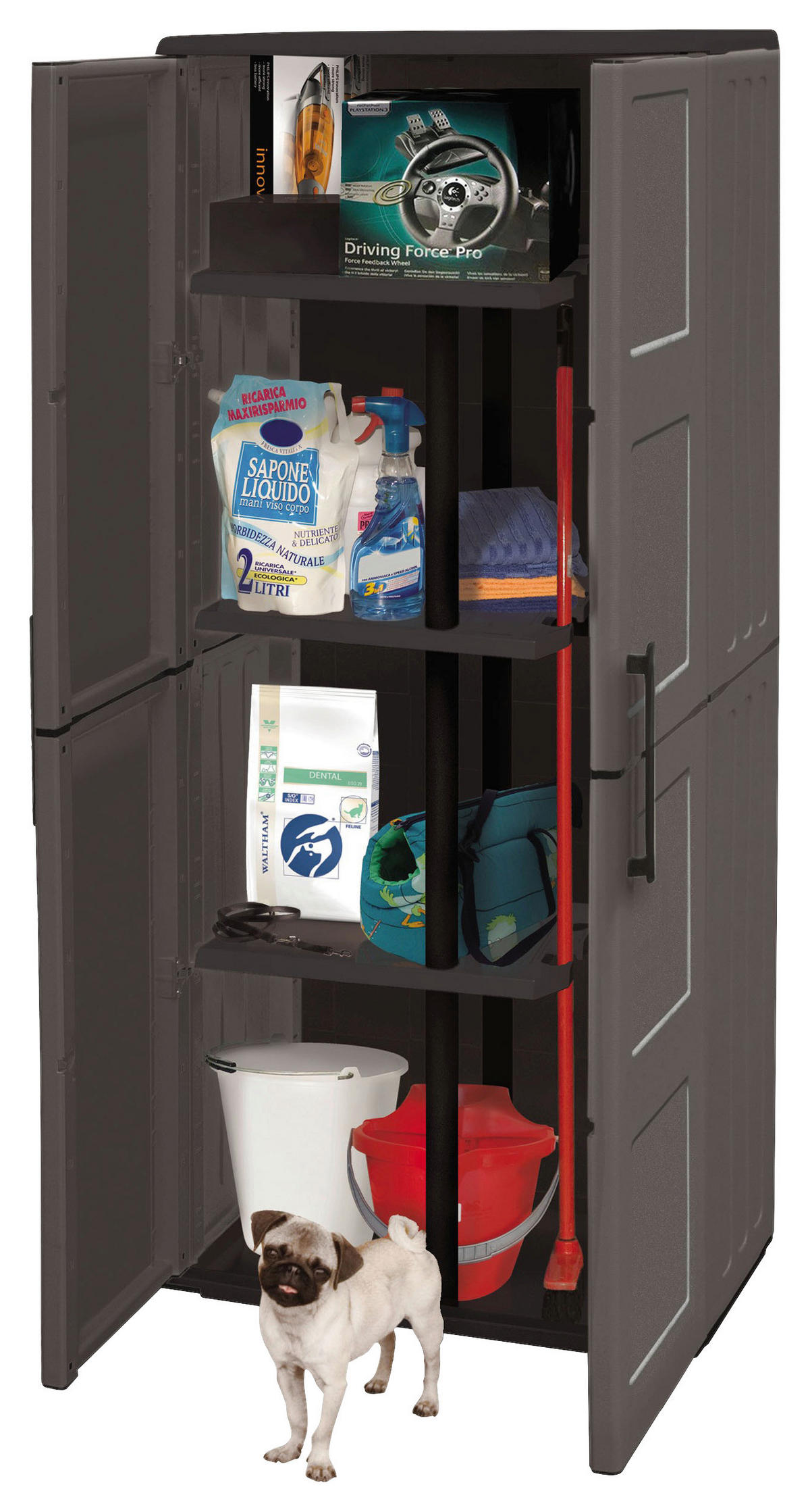 ArtPlast Kunststoffschrank Free dunkelgrau Kunststoff B/H/T: ca. 68x163x37 cm Free - schwarz/dunkelgrau (68,00/163,00/37,00cm) - ArtPlast