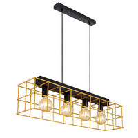 GLOBO Pendelleuchte gold schwarz Metall B/H/T: ca. 20x150x90 cm E27 4 Brennstellen MERRIL - gold/schwarz (20,00/150,00/90,00cm) - GLOBO