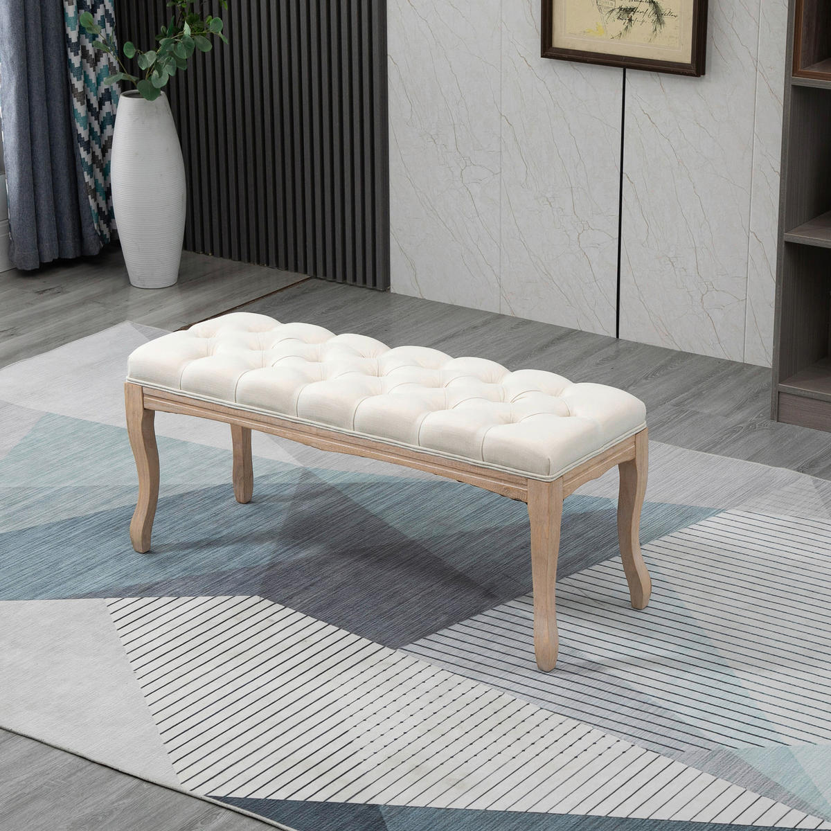 Polsterbank 837-178BG beige B/H/T: ca. 110x48x40 cm 837-178BG - beige/Eiche (110,00/48,00/40,00cm) - HOMCOM