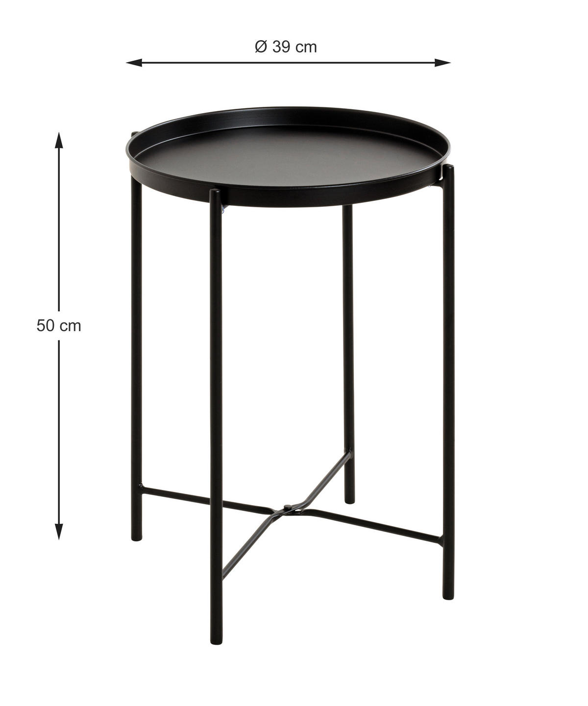 Beistelltisch  schwarz H/D: ca. 50x39 cm Meike_Beistelltisch 25566 - schwarz (39,00/50,00cm)