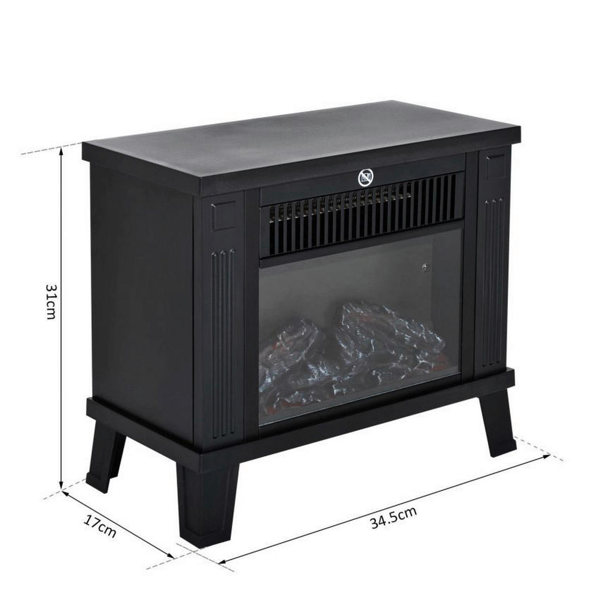 HOMCOM Elektrischer-Kamin 820-065 schwarz B/H/T: ca. 34,5x31x17 cm Elektrokamin 820-065 - schwarz (34,50/31,00/17,00cm) - HOMCOM