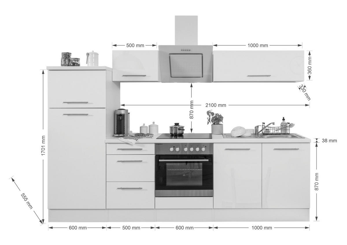 Respekta Küchenblock Premium Eiche Eiche grau Nachbildung B/H/T: ca. 270x200x60 cm Premium - Eiche/weiß (270,00/200,00/60,00cm) - Respekta